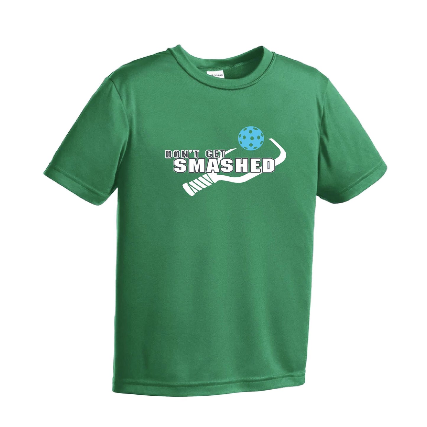 Don't Get Smashed (Cyan Orange Pink Pickleball Colors) | Youth Short Sleeve Pickleball Performance T-Shirts | 100% Polyester