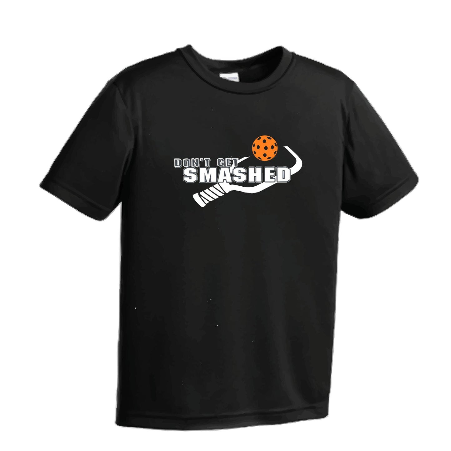 Don't Get Smashed (Cyan Orange Pink Pickleball Colors) | Youth Short Sleeve Pickleball Performance T-Shirts | 100% Polyester