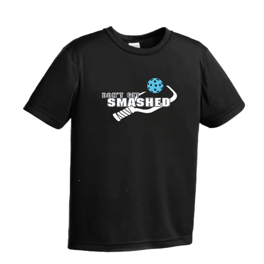 Don't Get Smashed (Cyan Orange Pink Pickleball Colors) | Youth Short Sleeve Pickleball Performance T-Shirts | 100% Polyester