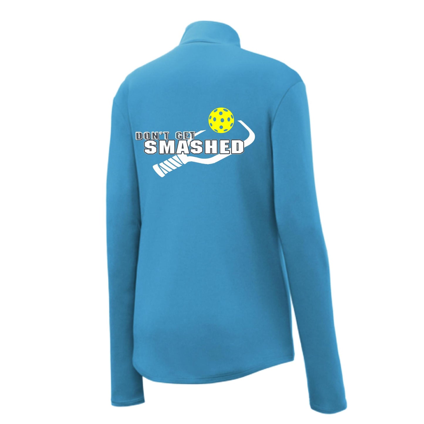 Don't Get Smashed (Pickleball Color Purple White Yellow) | Women's 1/4 Zip Pullover Athletic Performance Shirt | 100% Polyester