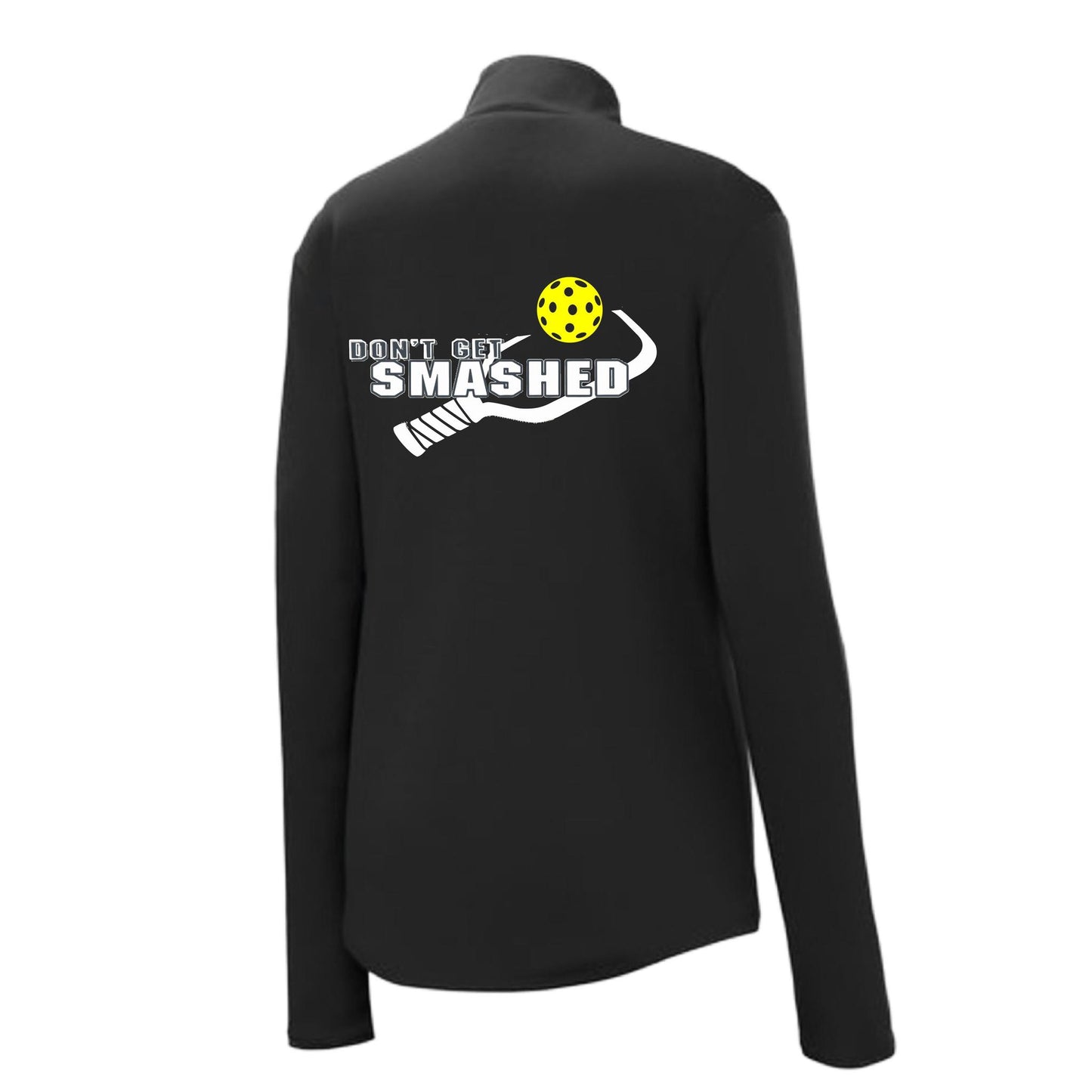 Don't Get Smashed (Pickleball Color Purple White Yellow) | Women's 1/4 Zip Pullover Athletic Performance Shirt | 100% Polyester