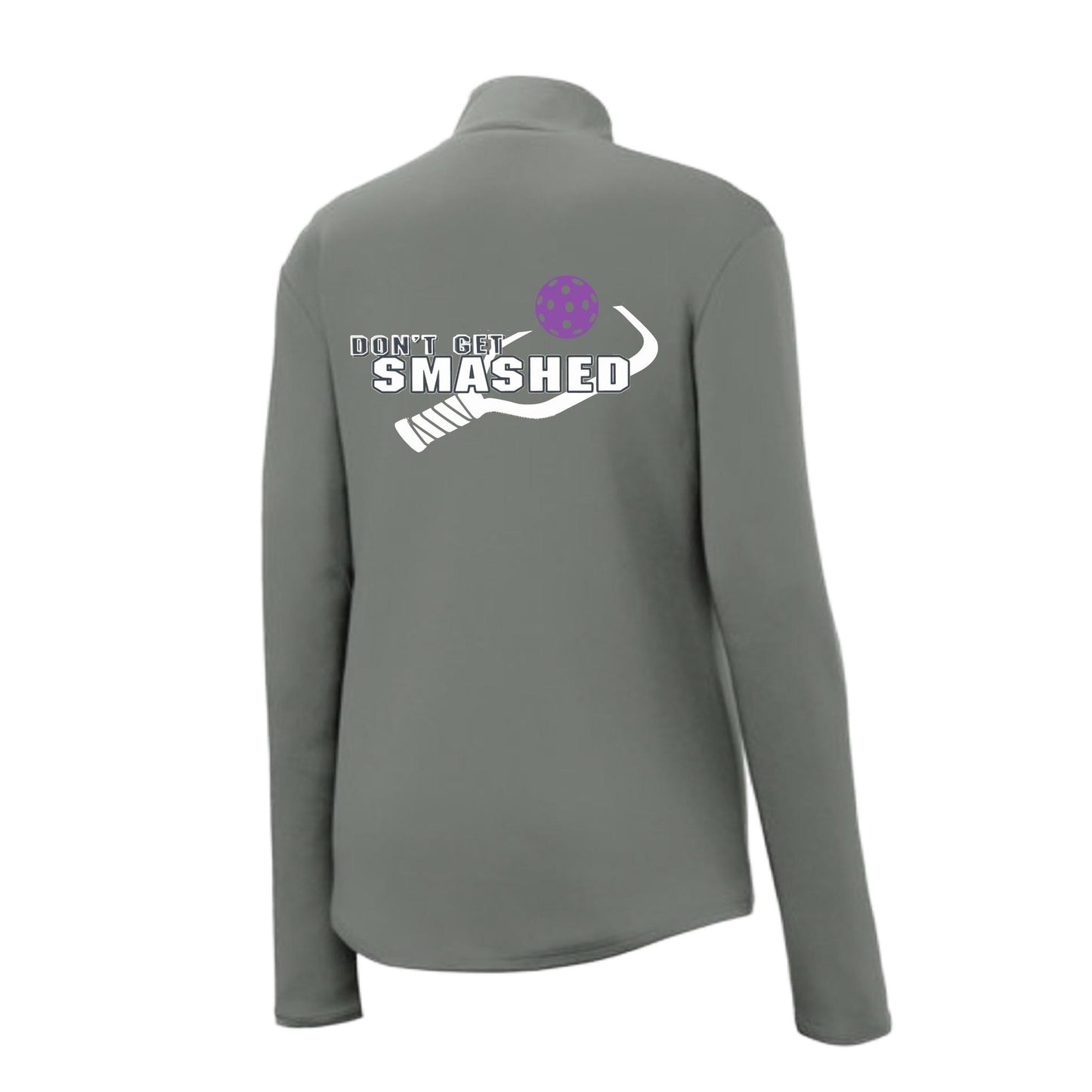 Don't Get Smashed (Pickleball Color Purple White Yellow) | Women's 1/4 Zip Pullover Athletic Performance Shirt | 100% Polyester