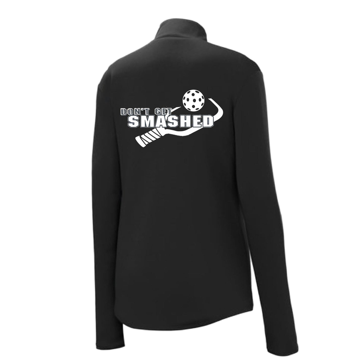 Don't Get Smashed (Pickleball Color Purple White Yellow) | Women's 1/4 Zip Pullover Athletic Performance Shirt | 100% Polyester