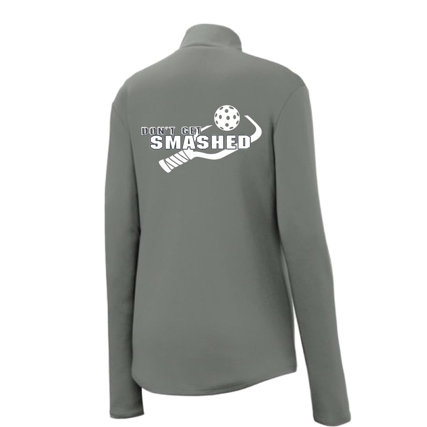 Don't Get Smashed (Pickleball Color Purple White Yellow) | Women's 1/4 Zip Pullover Athletic Performance Shirt | 100% Polyester