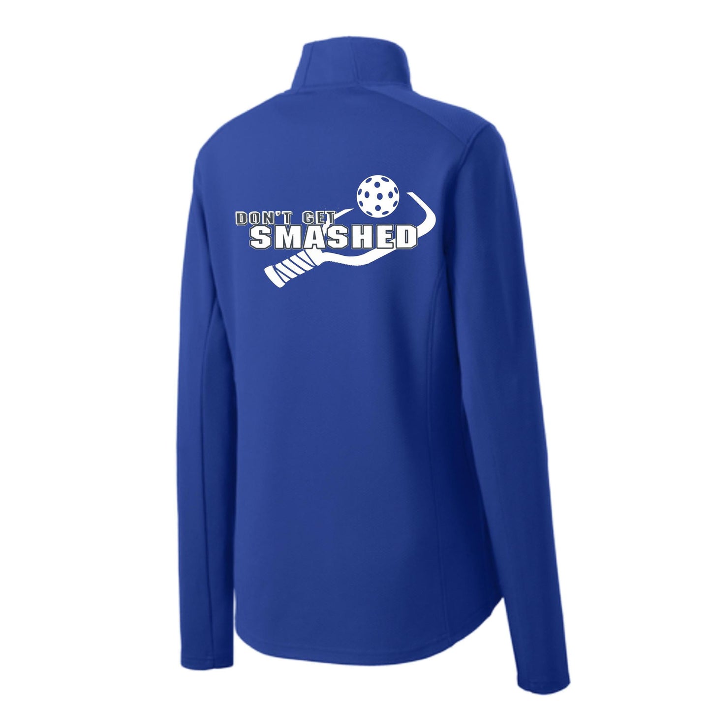 Don't Get Smashed (Pickleball Color Purple White Yellow) | Women's 1/4 Zip Pullover Athletic Performance Shirt | 100% Polyester