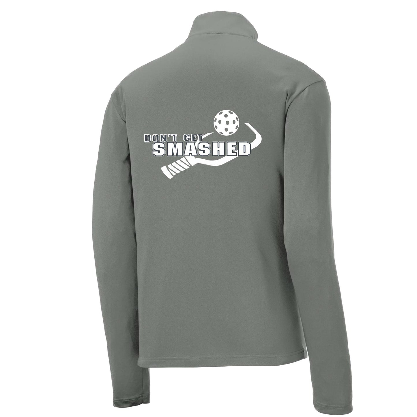 Don't Get Smashed (Pickleball Colors Purple White Yellow) | Men's 1/4 Zip Long Sleeve Pullover Athletic Performance Shirt | 100% Polyester