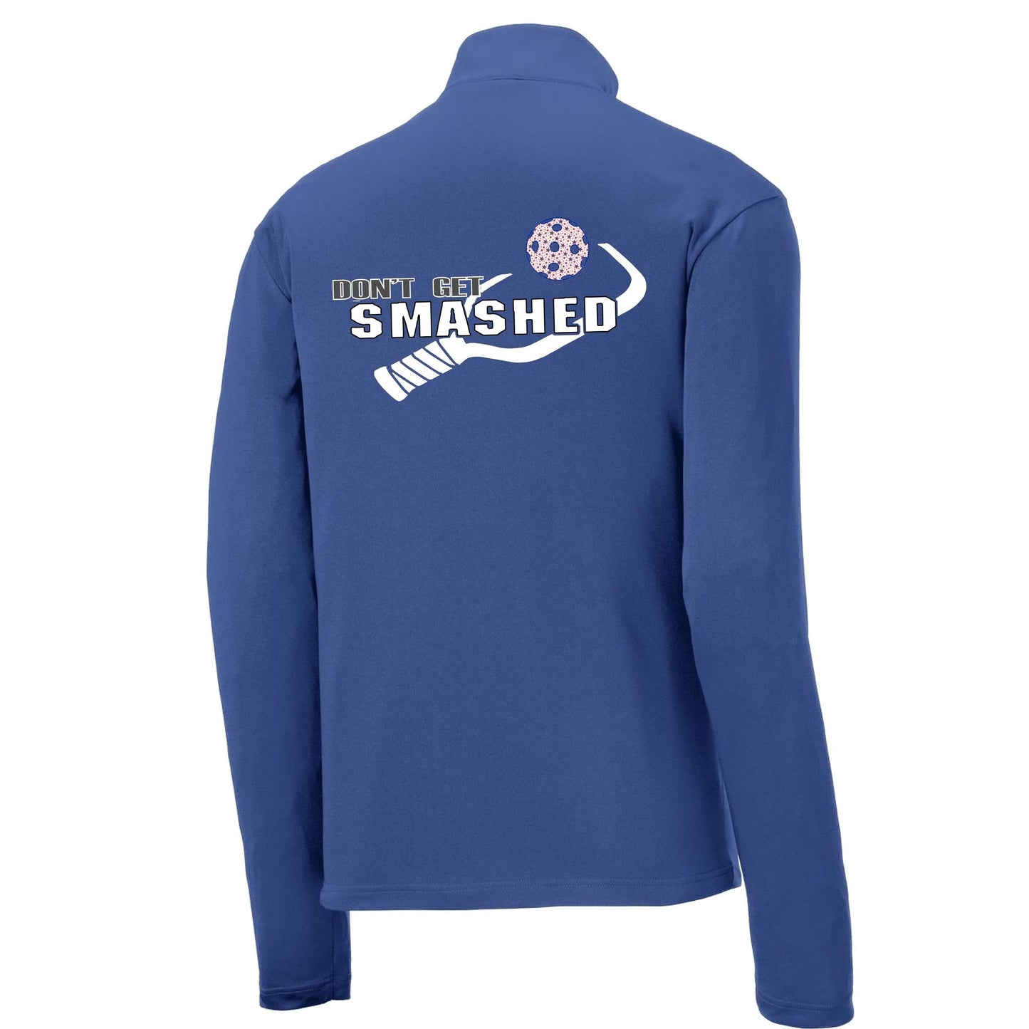 Don't Get Smashed (Pickleball Colors Red Green Stars) | Men's 1/4 Zip Long Sleeve Pullover Athletic Performance Shirt | 100% Polyester