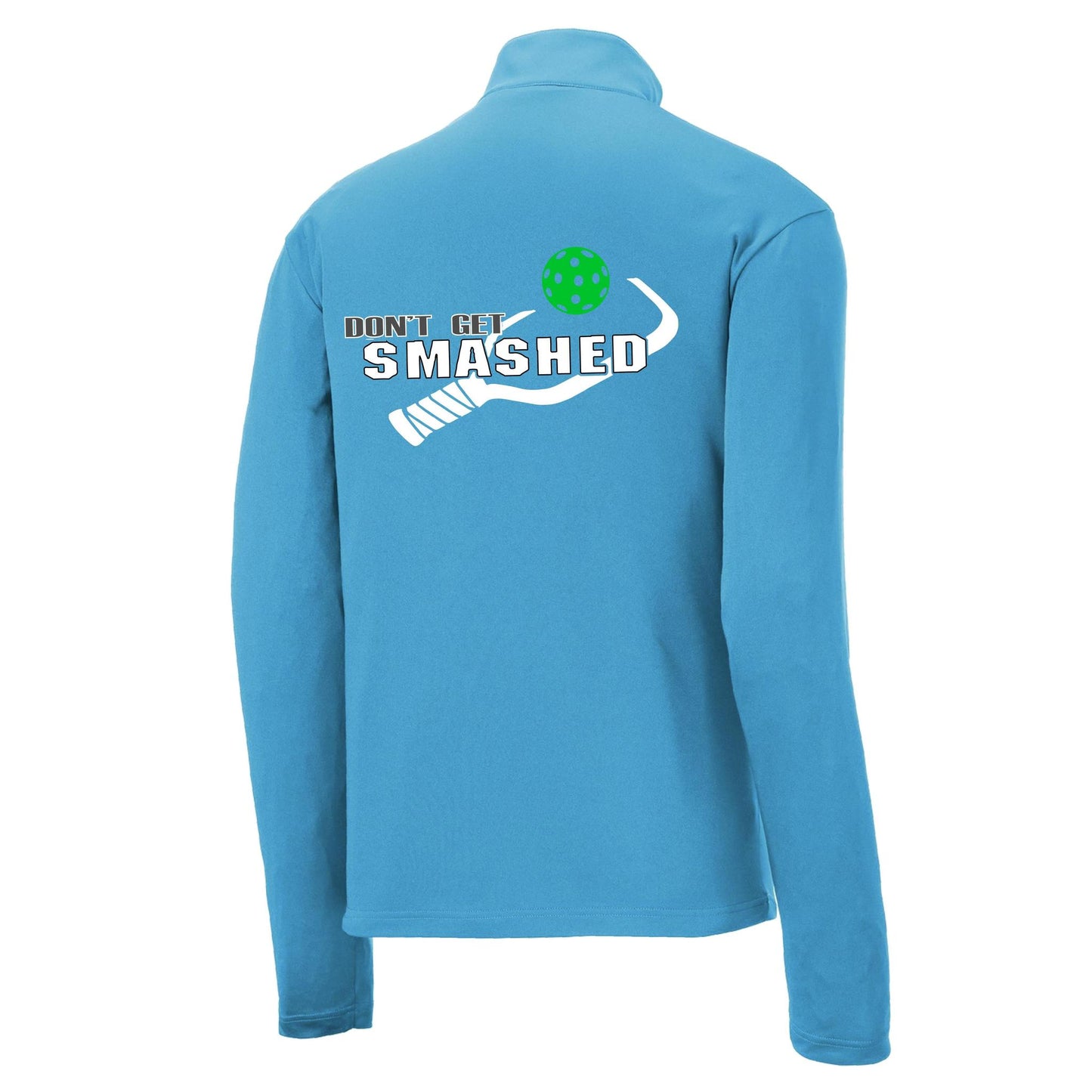 Don't Get Smashed (Pickleball Colors Red Green Stars) | Men's 1/4 Zip Long Sleeve Pullover Athletic Performance Shirt | 100% Polyester
