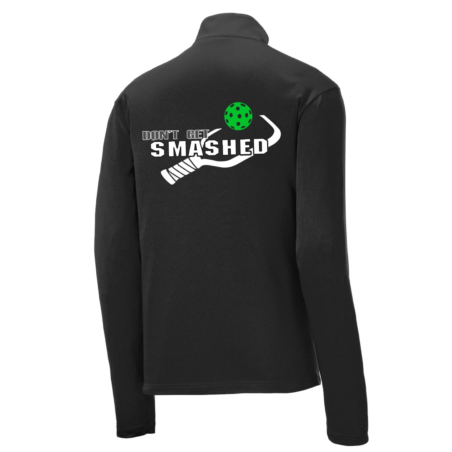 Don't Get Smashed (Pickleball Colors Red Green Stars) | Men's 1/4 Zip Long Sleeve Pullover Athletic Performance Shirt | 100% Polyester