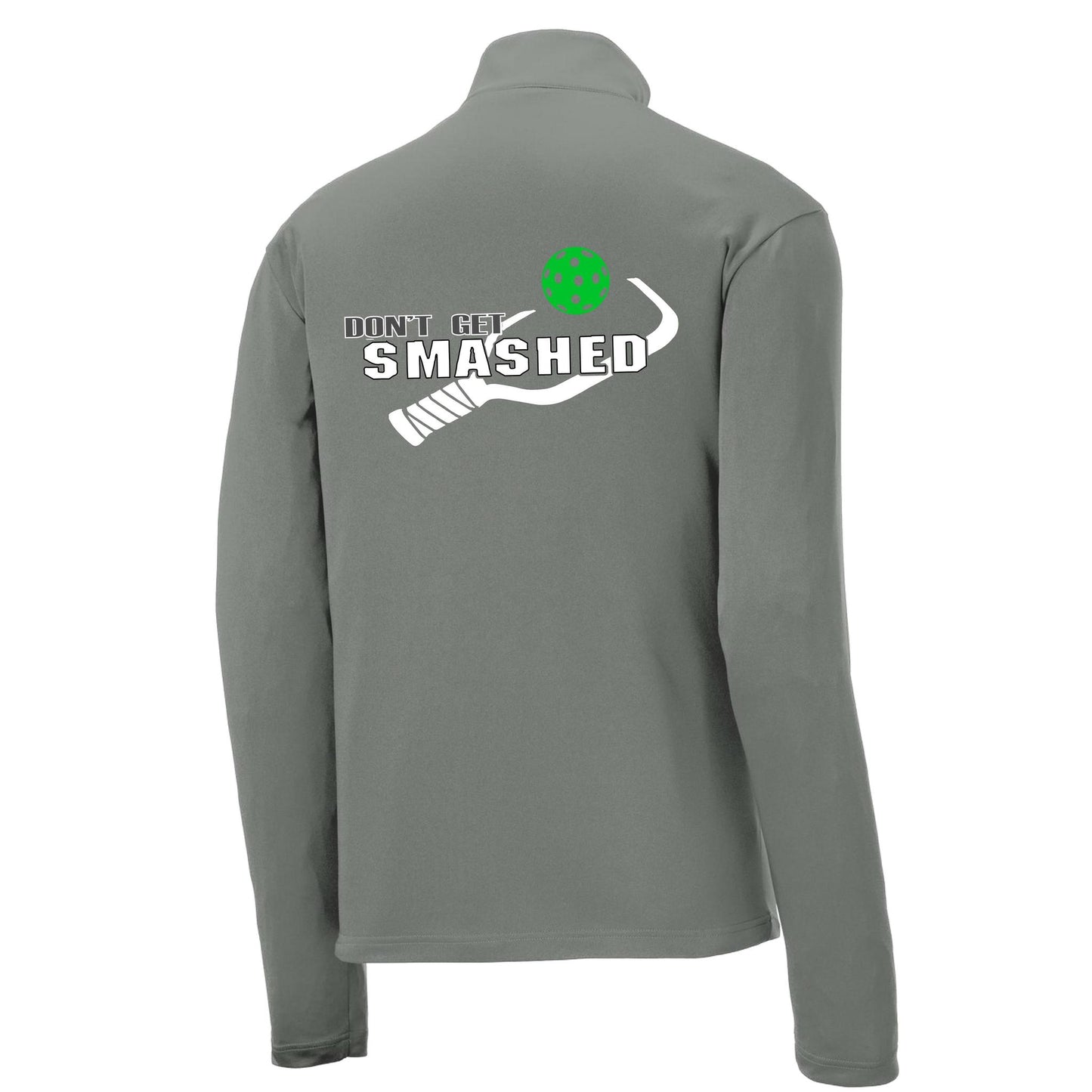 Don't Get Smashed (Pickleball Colors Red Green Stars) | Men's 1/4 Zip Long Sleeve Pullover Athletic Performance Shirt | 100% Polyester