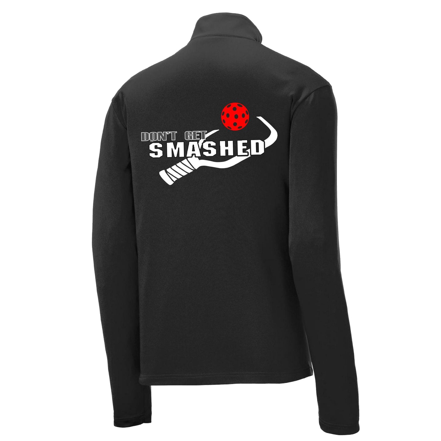 Don't Get Smashed (Pickleball Colors Red Green Stars) | Men's 1/4 Zip Long Sleeve Pullover Athletic Performance Shirt | 100% Polyester