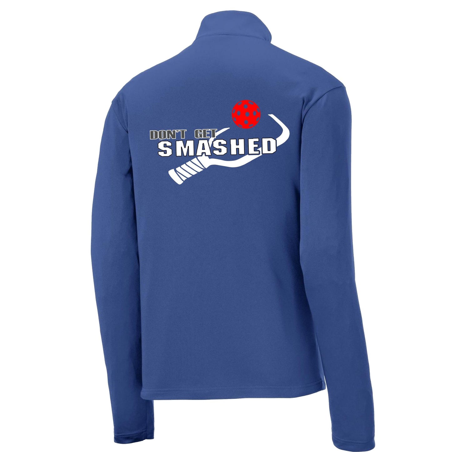 Don't Get Smashed (Pickleball Colors Red Green Stars) | Men's 1/4 Zip Long Sleeve Pullover Athletic Performance Shirt | 100% Polyester