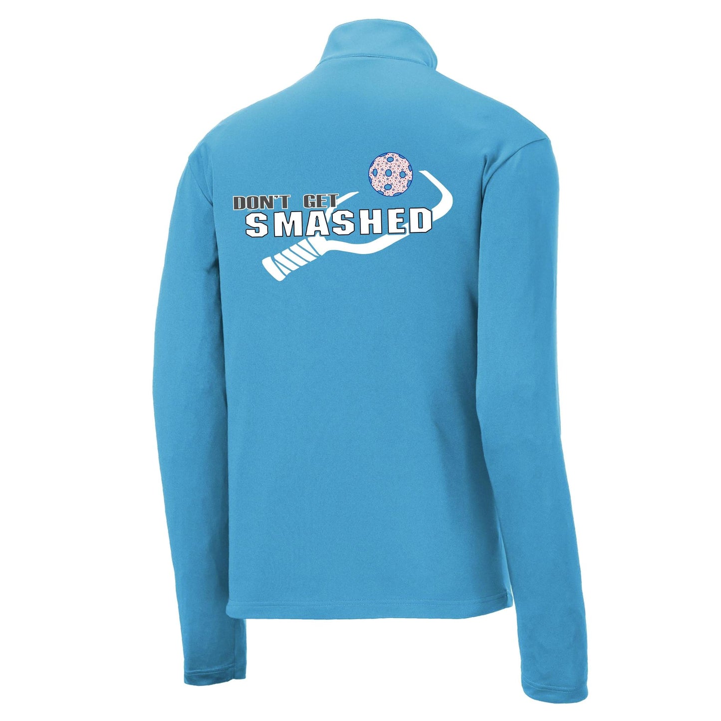 Don't Get Smashed (Pickleball Colors Red Green Stars) | Men's 1/4 Zip Long Sleeve Pullover Athletic Performance Shirt | 100% Polyester