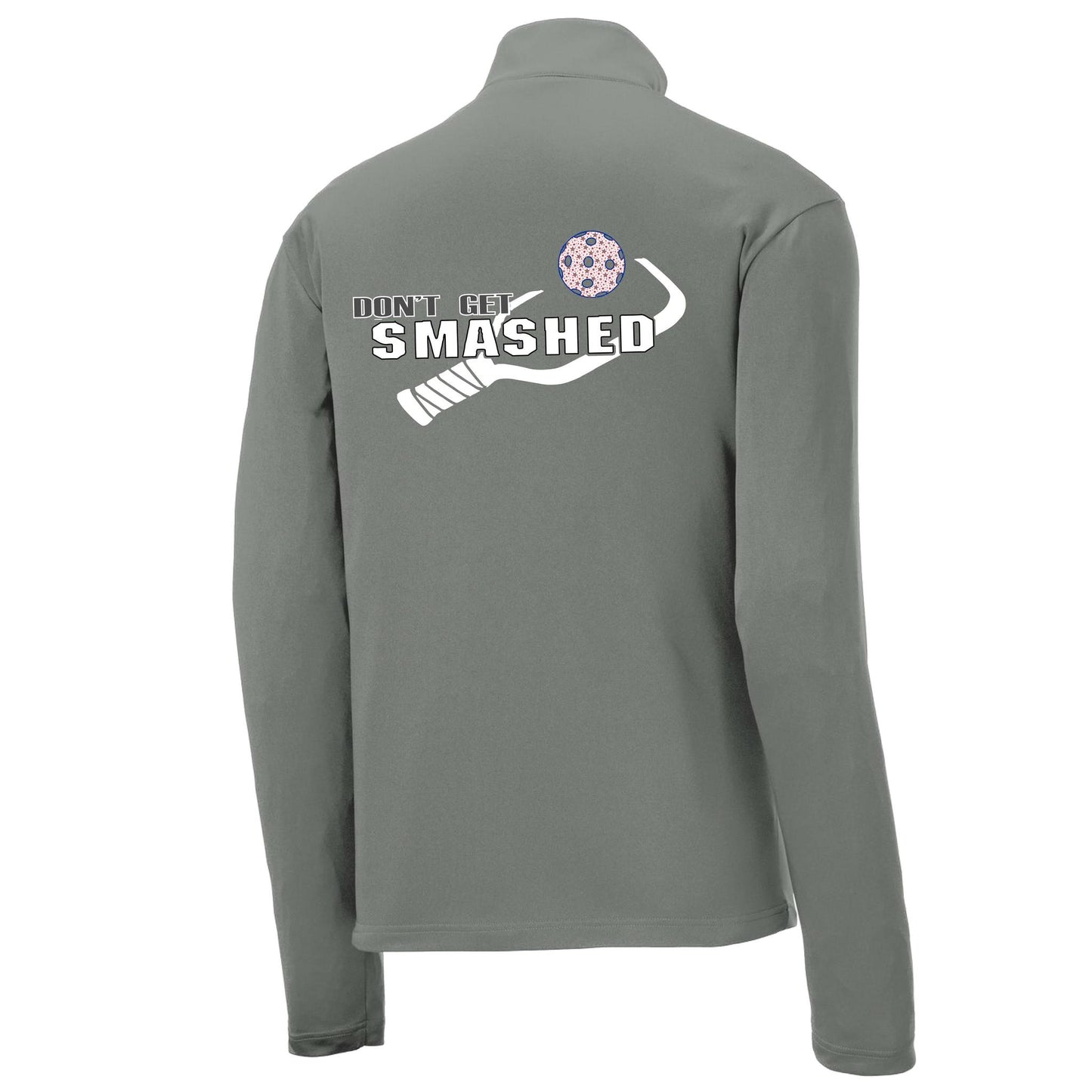 Don't Get Smashed (Pickleball Colors Red Green Stars) | Men's 1/4 Zip Long Sleeve Pullover Athletic Performance Shirt | 100% Polyester
