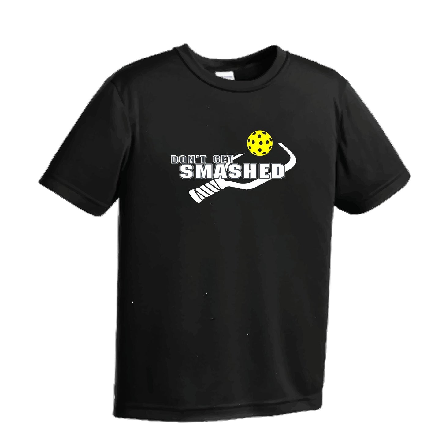 Don't Get Smashed (Purple White Yellow Pickleball Colors) | Youth Short Sleeve Pickleball Performance T-Shirts | 100% Polyester