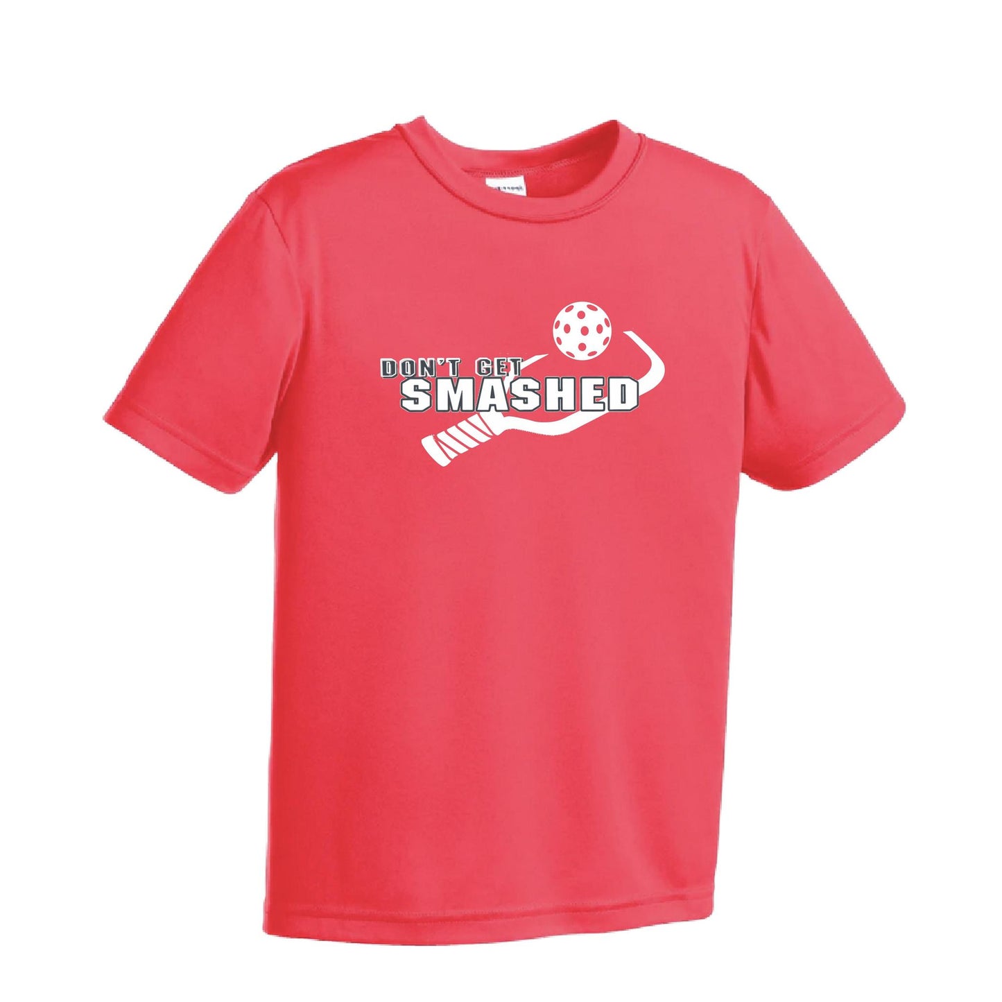 Don't Get Smashed (Purple White Yellow Pickleball Colors) | Youth Short Sleeve Pickleball Performance T-Shirts | 100% Polyester