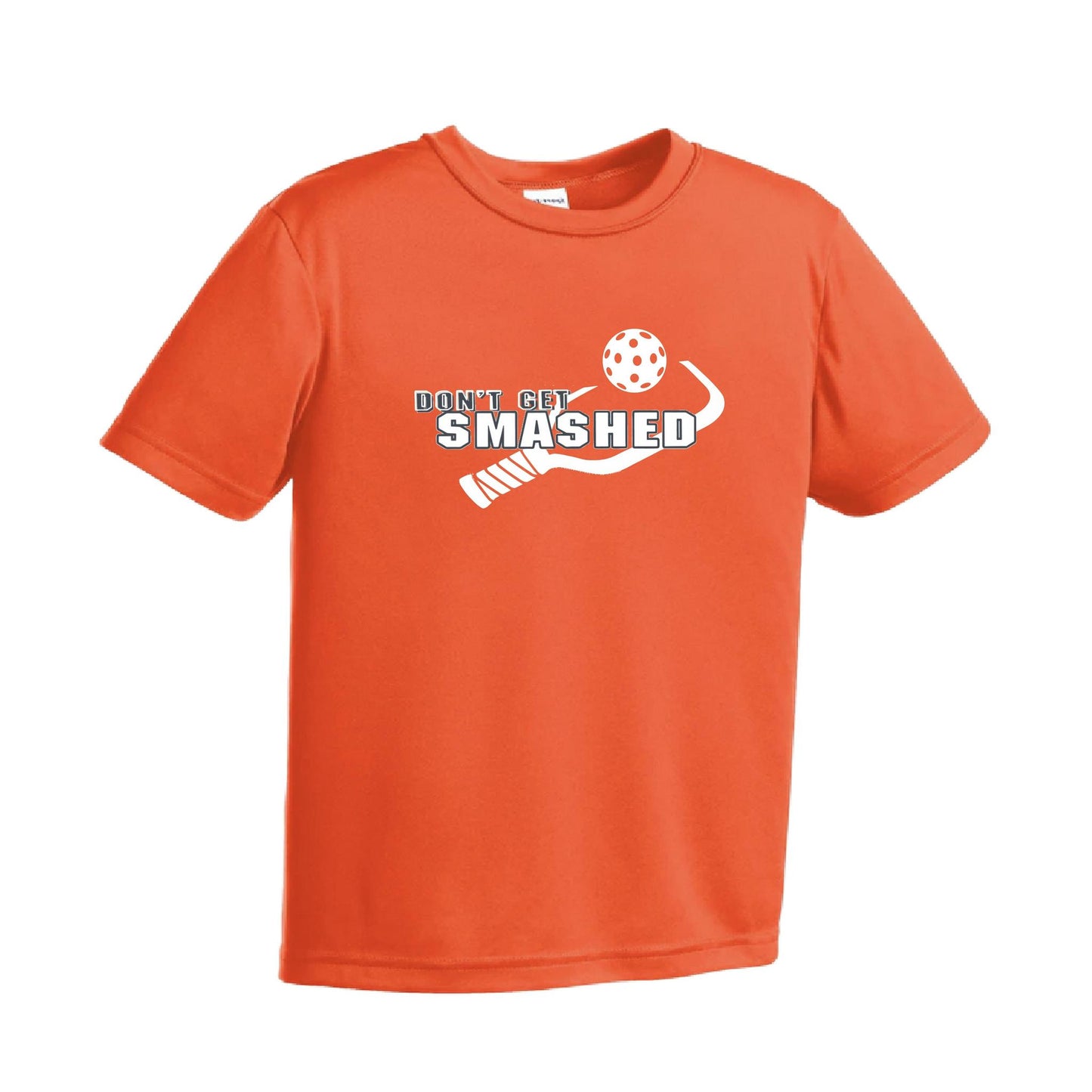 Don't Get Smashed (Purple White Yellow Pickleball Colors) | Youth Short Sleeve Pickleball Performance T-Shirts | 100% Polyester