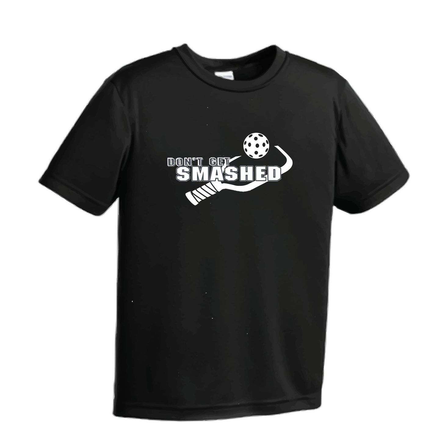 Don't Get Smashed (Purple White Yellow Pickleball Colors) | Youth Short Sleeve Pickleball Performance T-Shirts | 100% Polyester