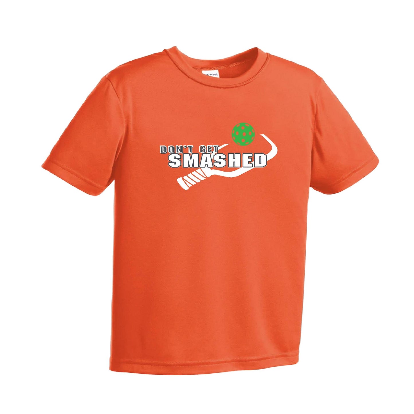 Don't Get Smashed (Red Green Rainbow Pickleball Colors) | Youth Short Sleeve Pickleball Performance T-Shirts | 100% Polyester