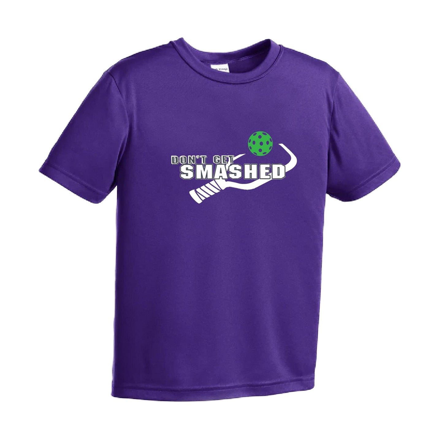 Don't Get Smashed (Red Green Rainbow Pickleball Colors) | Youth Short Sleeve Pickleball Performance T-Shirts | 100% Polyester