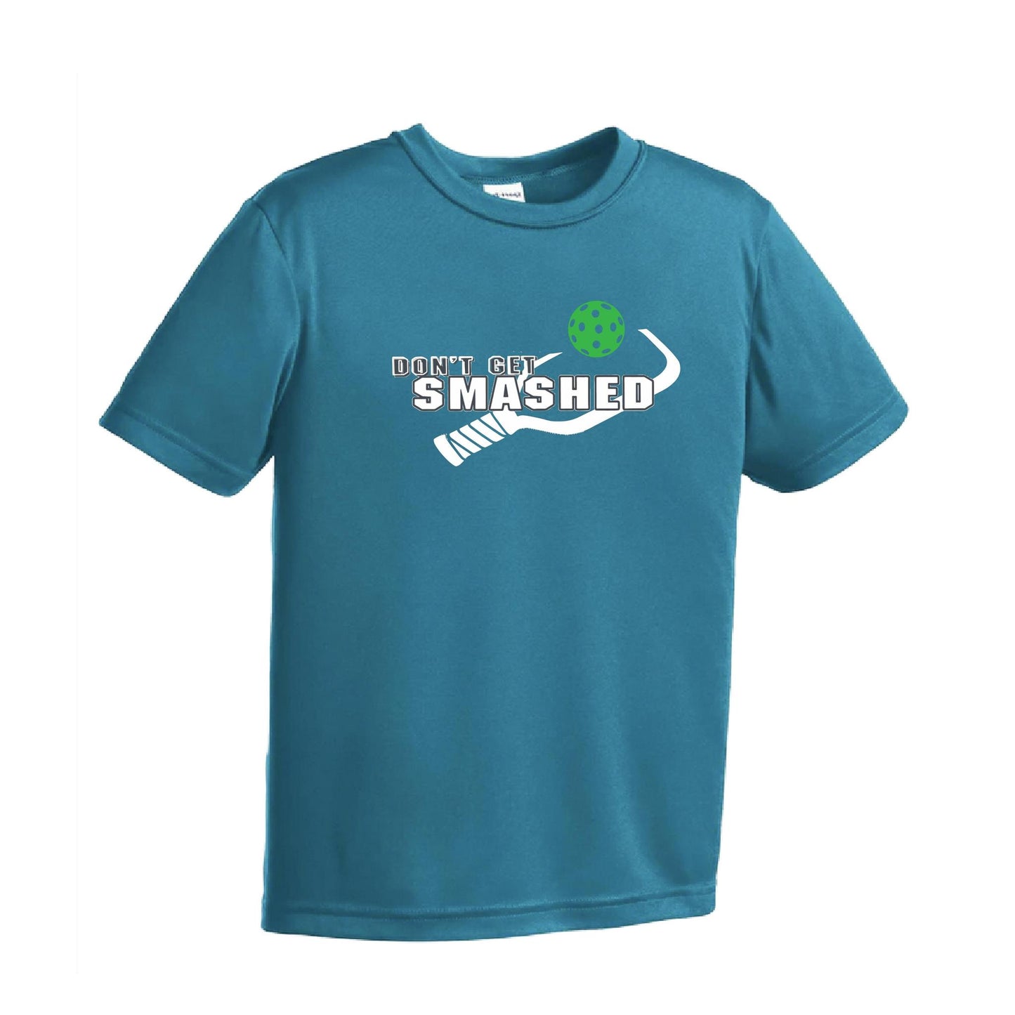 Don't Get Smashed (Red Green Rainbow Pickleball Colors) | Youth Short Sleeve Pickleball Performance T-Shirts | 100% Polyester