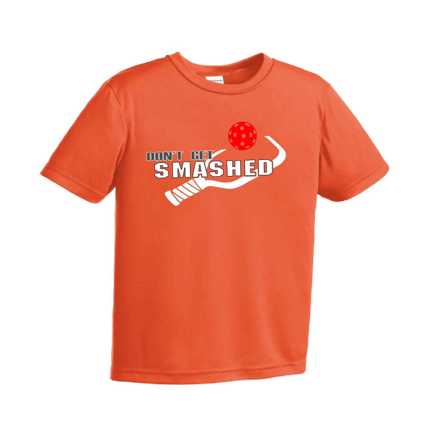 Don't Get Smashed (Red Green Rainbow Pickleball Colors) | Youth Short Sleeve Pickleball Performance T-Shirts | 100% Polyester