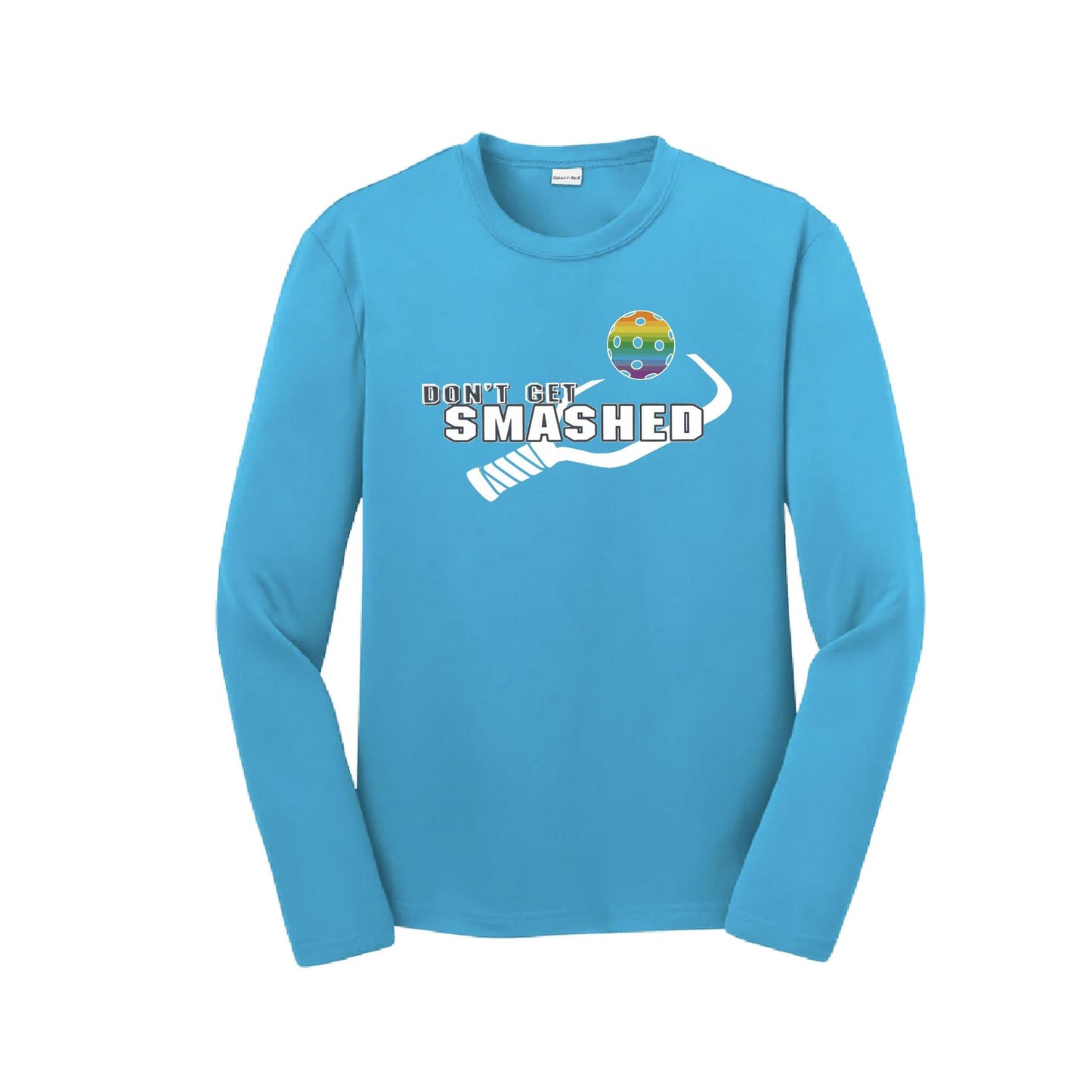 Don't Get Smashed (Red Rainbow Green Pickleball Colors) | Youth Long Sleeve Pickleball Performance T-Shirts | 100% Polyester
