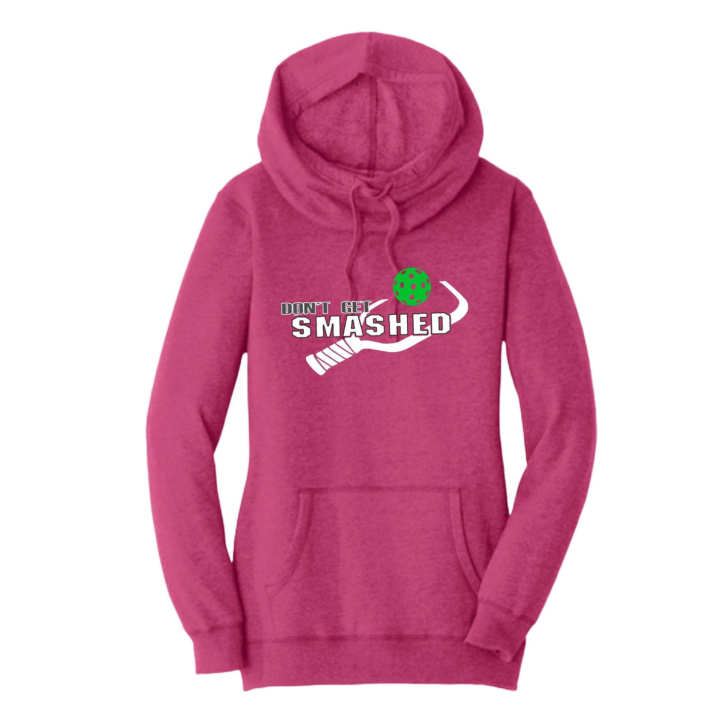 Don't Get Smashed With Pickleballs (Cyan Green Orange) | Women’s Cowl-Neck Hoodie Pickleball Sweatshirt | 55% Cotton 45% Poly Fleece