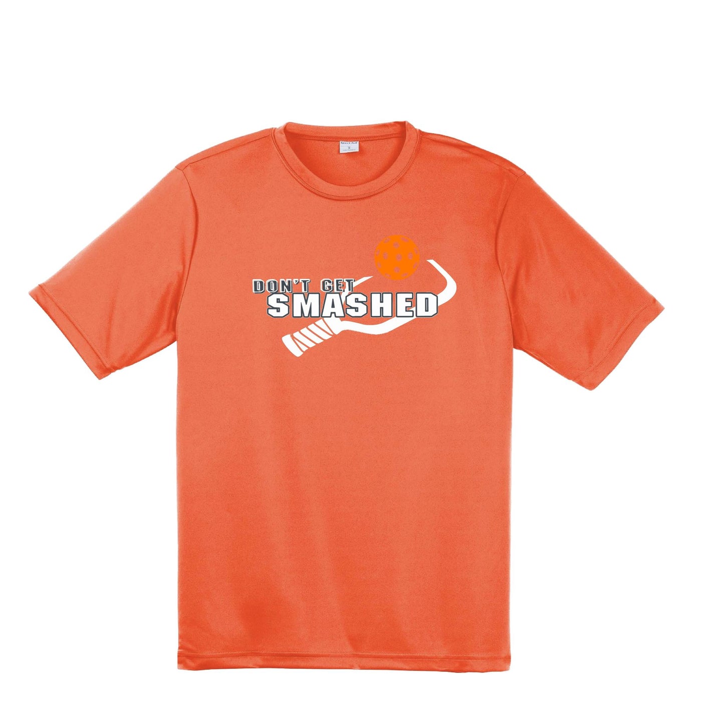 Don't Get Smashed With Pickleballs (Cyan Orange Pink) Customizable | Men's Short Sleeve Pickleball Performance T-Shirt | 100% Polyester