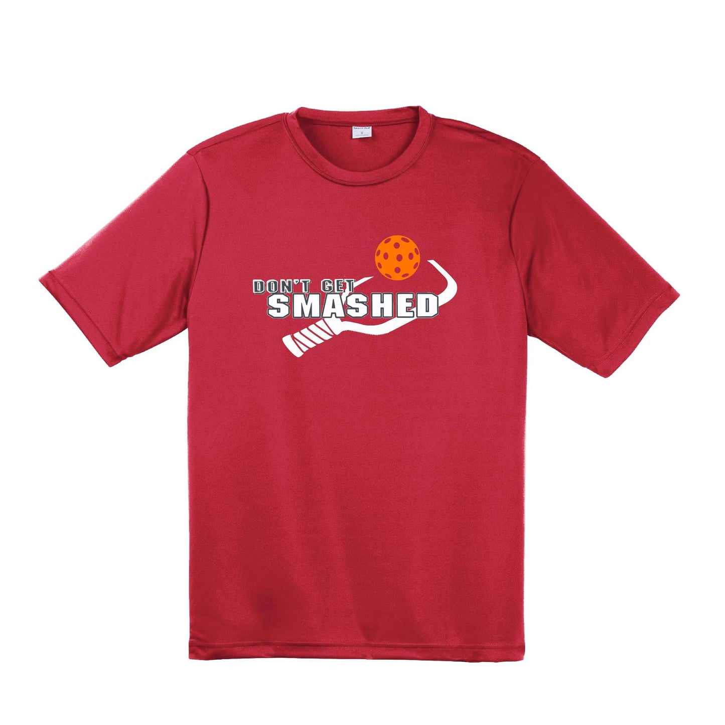 Don't Get Smashed With Pickleballs (Cyan Orange Pink) Customizable | Men's Short Sleeve Pickleball Performance T-Shirt | 100% Polyester