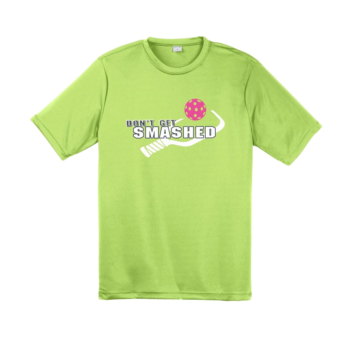 Don't Get Smashed With Pickleballs (Cyan Orange Pink) Customizable | Men's Short Sleeve Pickleball Performance T-Shirt | 100% Polyester