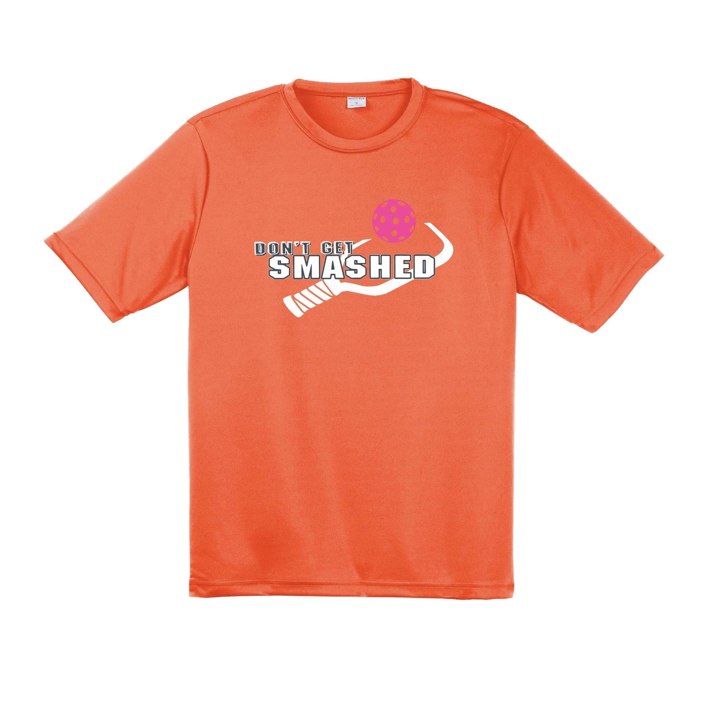 Don't Get Smashed With Pickleballs (Cyan Orange Pink) Customizable | Men's Short Sleeve Pickleball Performance T-Shirt | 100% Polyester