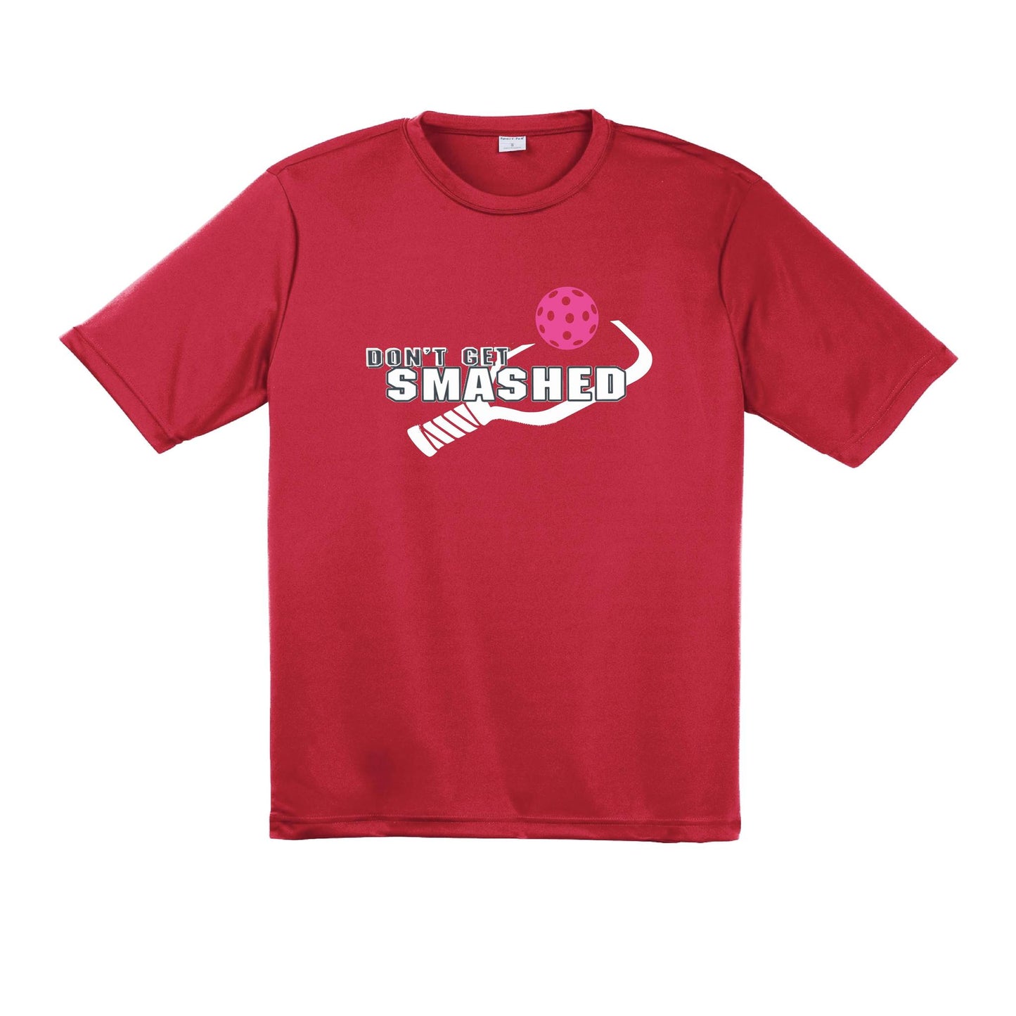 Don't Get Smashed With Pickleballs (Cyan Orange Pink) Customizable | Men's Short Sleeve Pickleball Performance T-Shirt | 100% Polyester