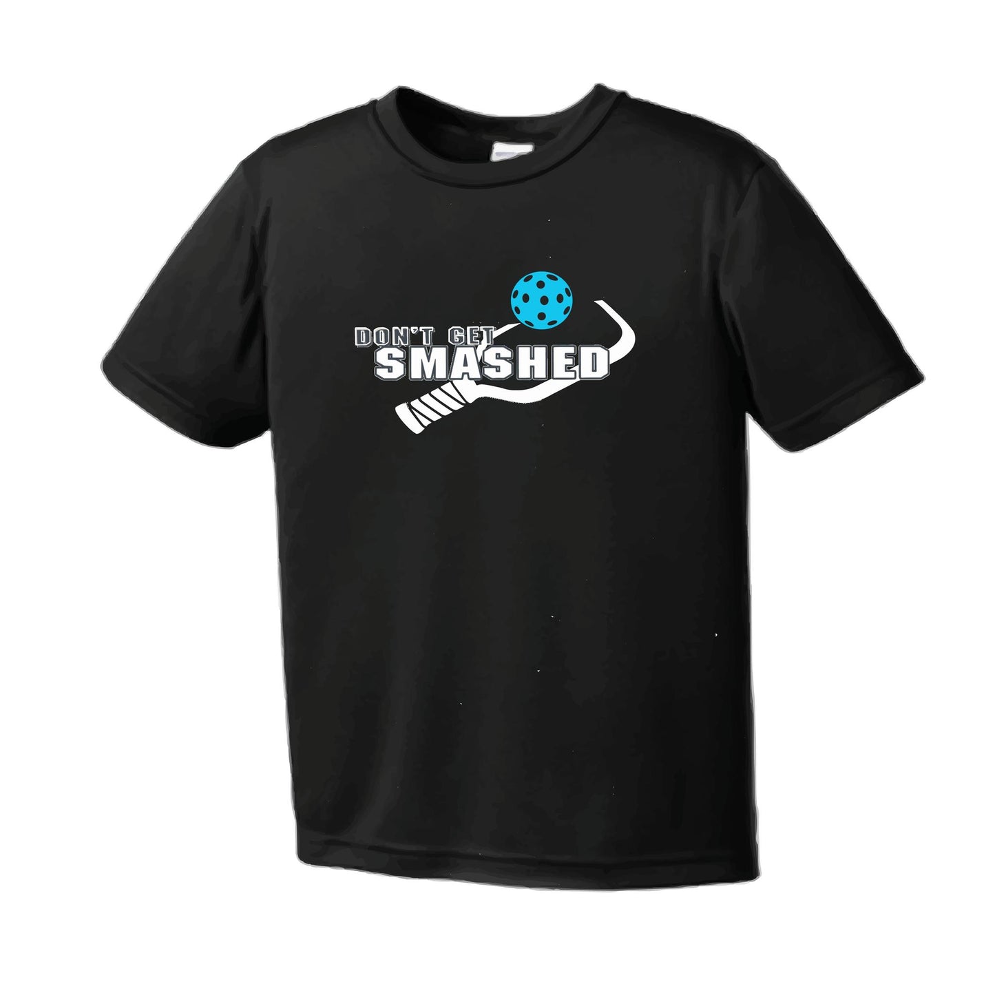Don't Get Smashed With Pickleballs (Cyan Orange Pink) Customizable | Men's Short Sleeve Pickleball Performance T-Shirt | 100% Polyester