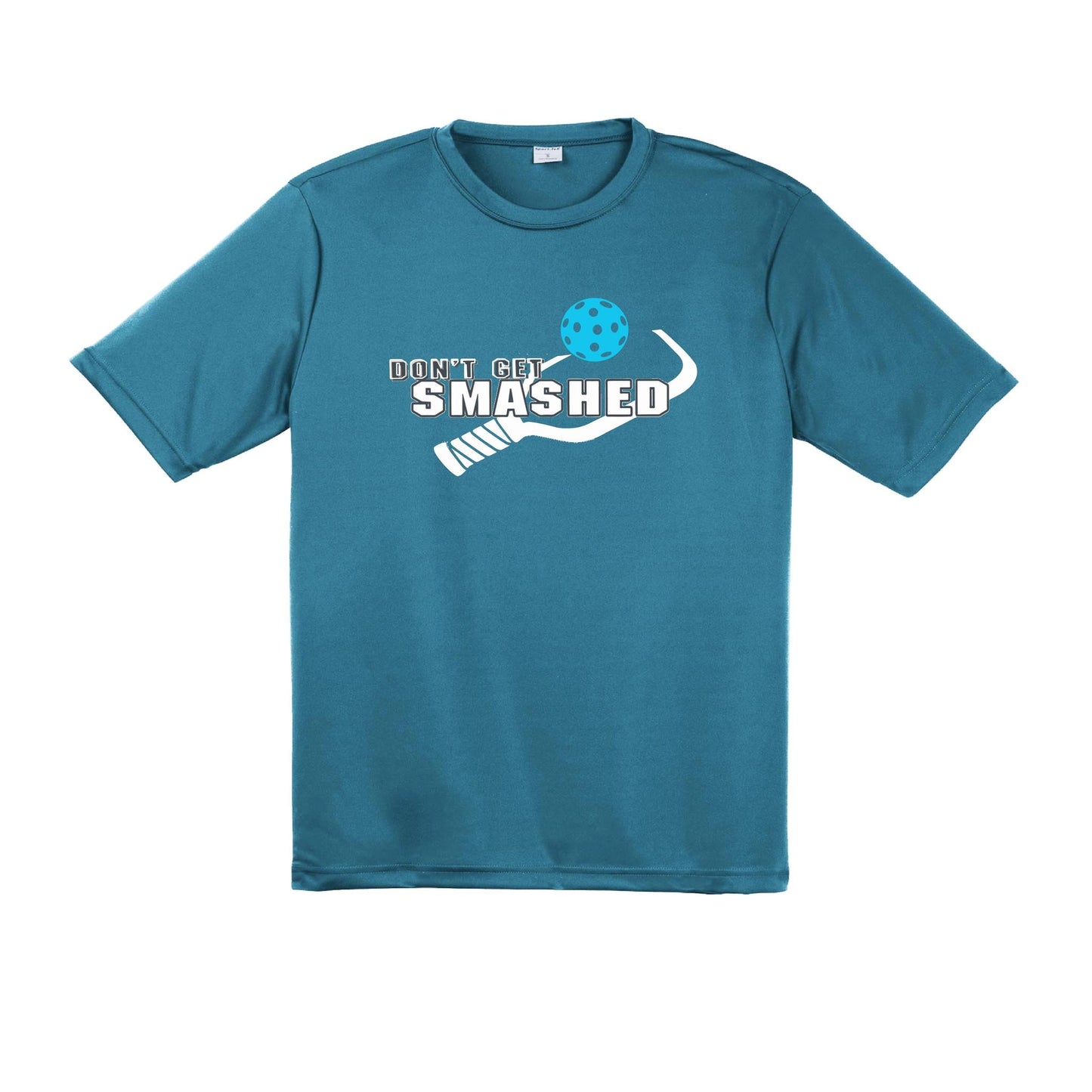 Don't Get Smashed With Pickleballs (Cyan Orange Pink) Customizable | Men's Short Sleeve Pickleball Performance T-Shirt | 100% Polyester
