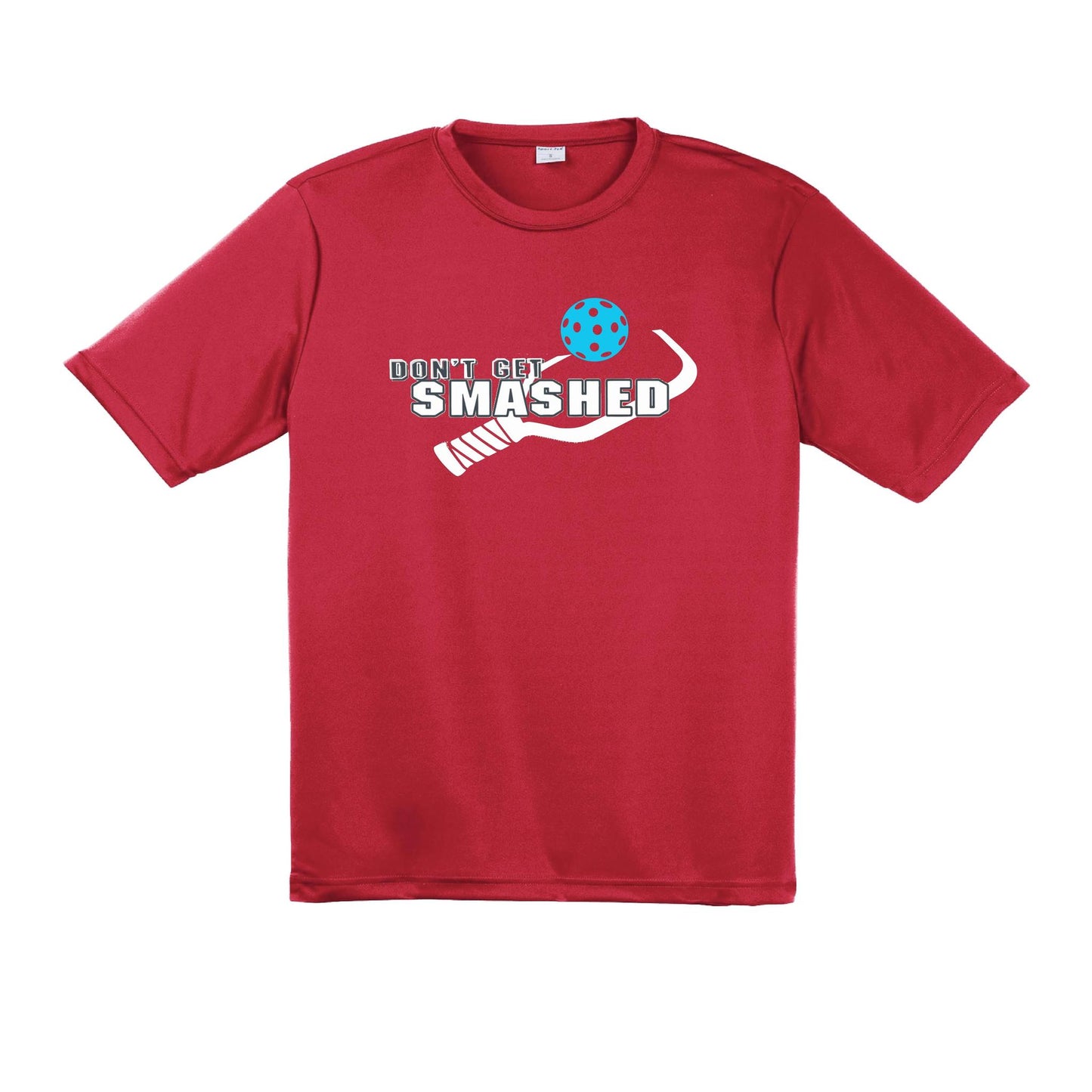 Don't Get Smashed With Pickleballs (Cyan Orange Pink) Customizable | Men's Short Sleeve Pickleball Performance T-Shirt | 100% Polyester