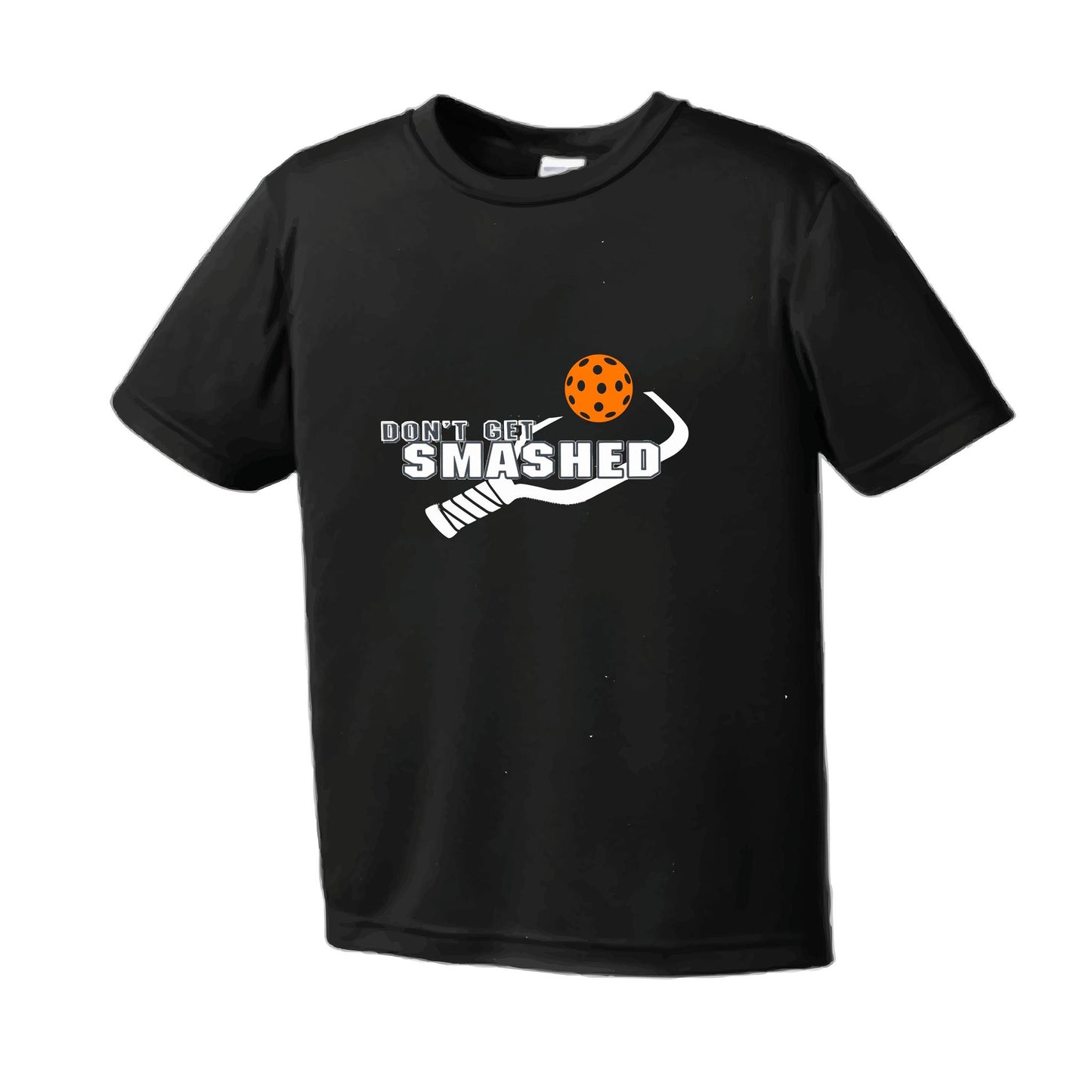 Don't Get Smashed With Pickleballs (Cyan Orange Pink) Customizable | Men's Short Sleeve Pickleball Performance T-Shirt | 100% Polyester