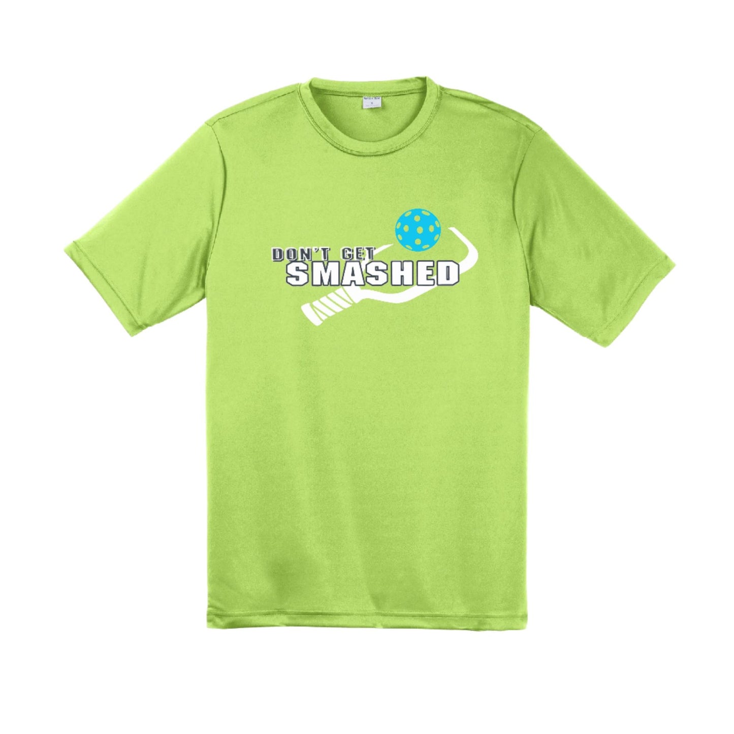 Don't Get Smashed With Pickleballs (Cyan Orange Pink) Customizable | Men's Short Sleeve Pickleball Performance T-Shirt | 100% Polyester
