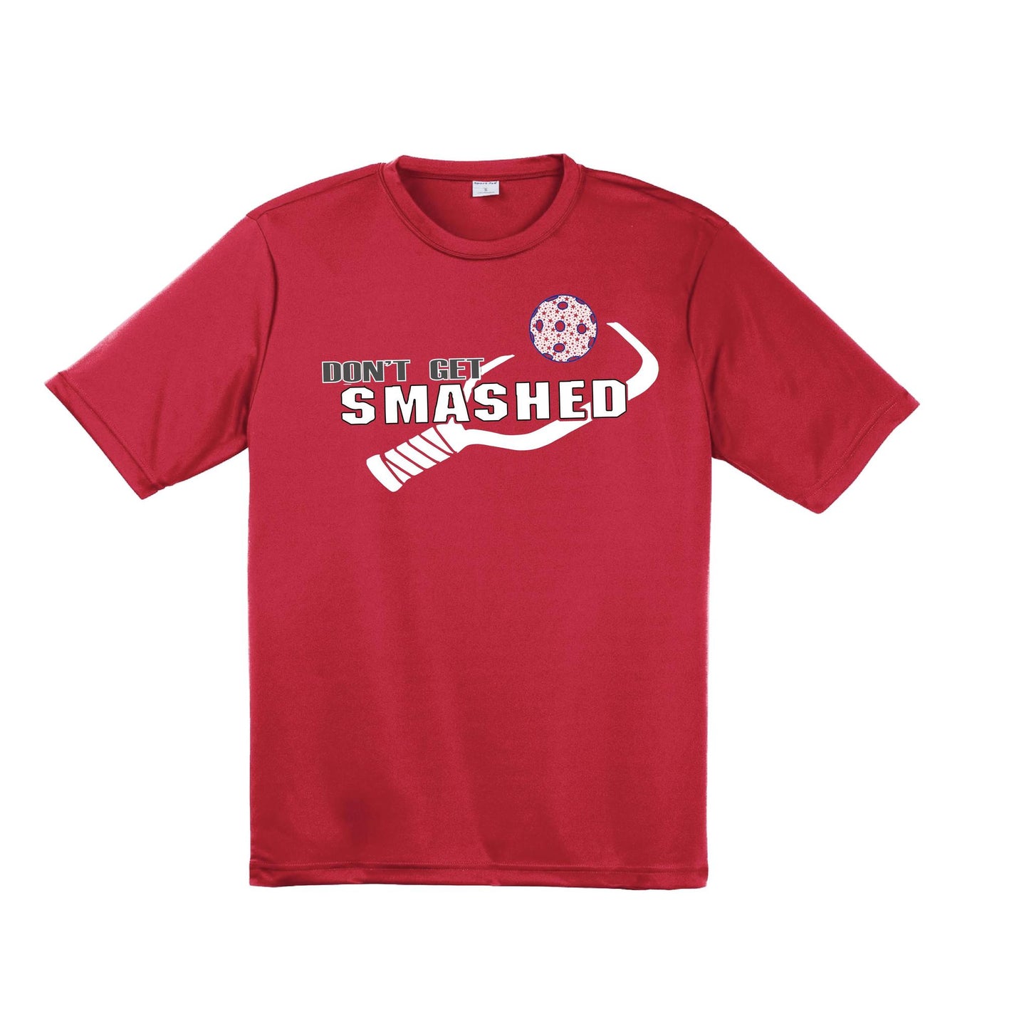 Don't Get Smashed With Pickleballs (Patriotic Stars) Customizable | Men's Short Sleeve Pickleball Performance T-Shirt | 100% Polyester