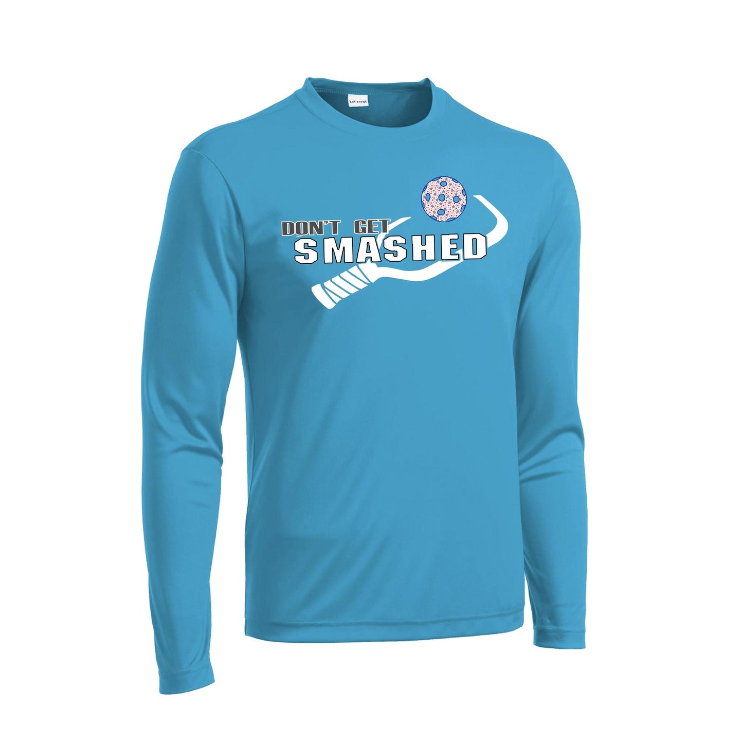 Don't Get Smashed With Pickleballs (Patriotic Stars) | Men's Long Sleeve Athletic Performance T-Shirt | 100% Polyester
