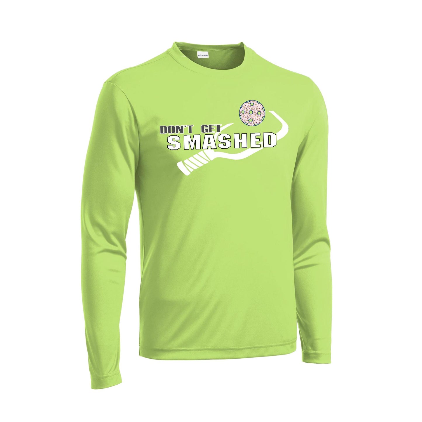 Don't Get Smashed With Pickleballs (Patriotic Stars) | Men's Long Sleeve Athletic Performance T-Shirt | 100% Polyester