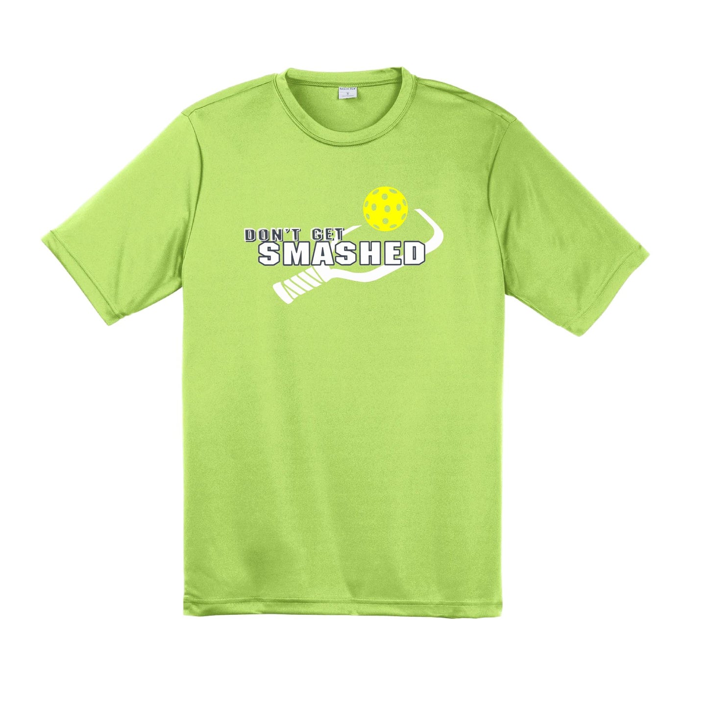 Don't Get Smashed With Pickleballs (Purple White Yellow) Customizable | Men's Short Sleeve Pickleball Performance T-Shirt | 100% Polyester