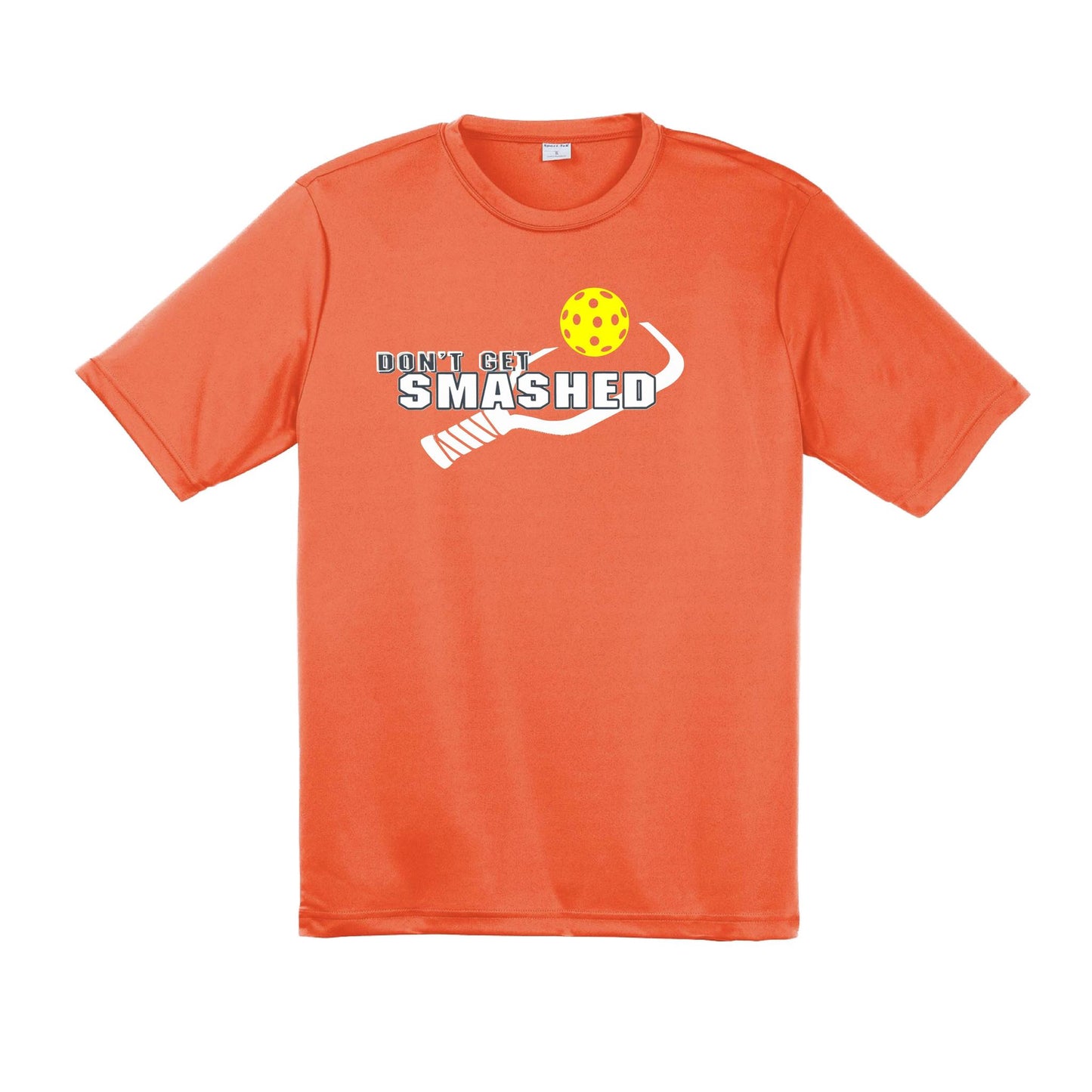 Don't Get Smashed With Pickleballs (Purple White Yellow) Customizable | Men's Short Sleeve Pickleball Performance T-Shirt | 100% Polyester