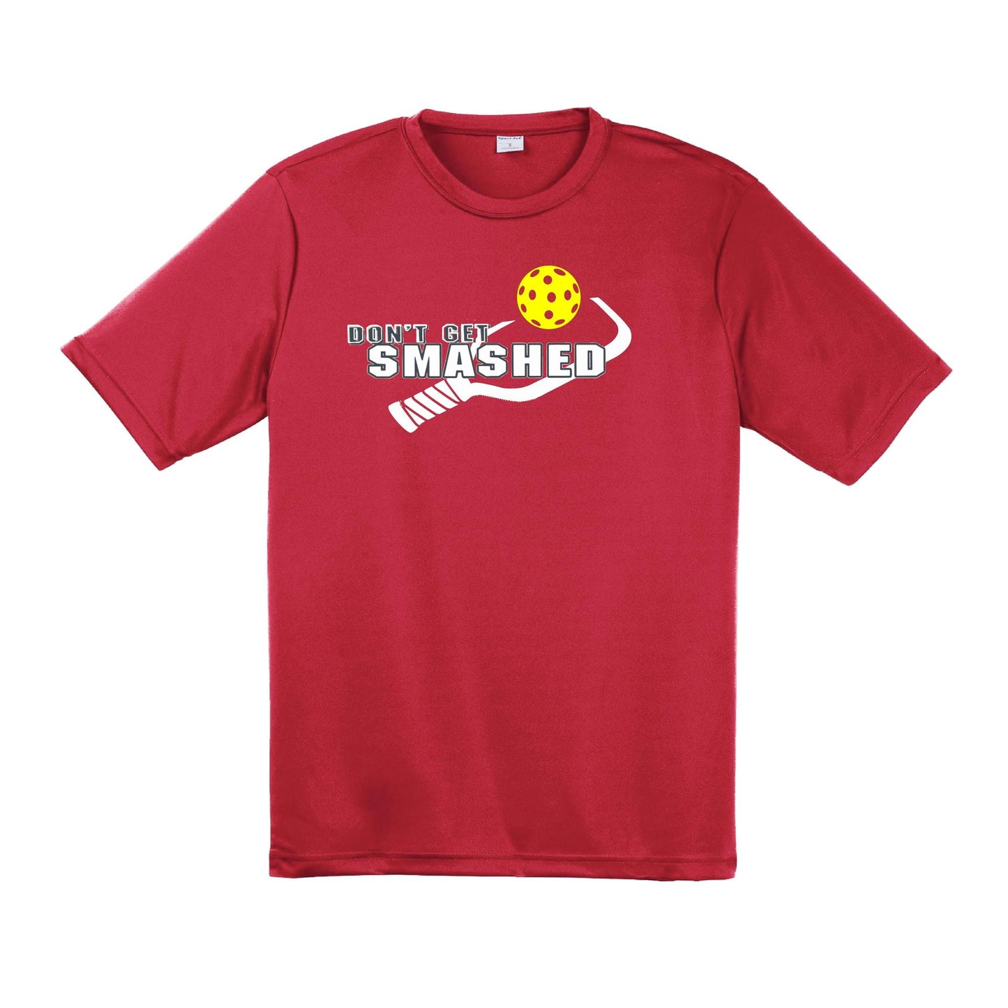 Don't Get Smashed With Pickleballs (Purple White Yellow) Customizable | Men's Short Sleeve Pickleball Performance T-Shirt | 100% Polyester