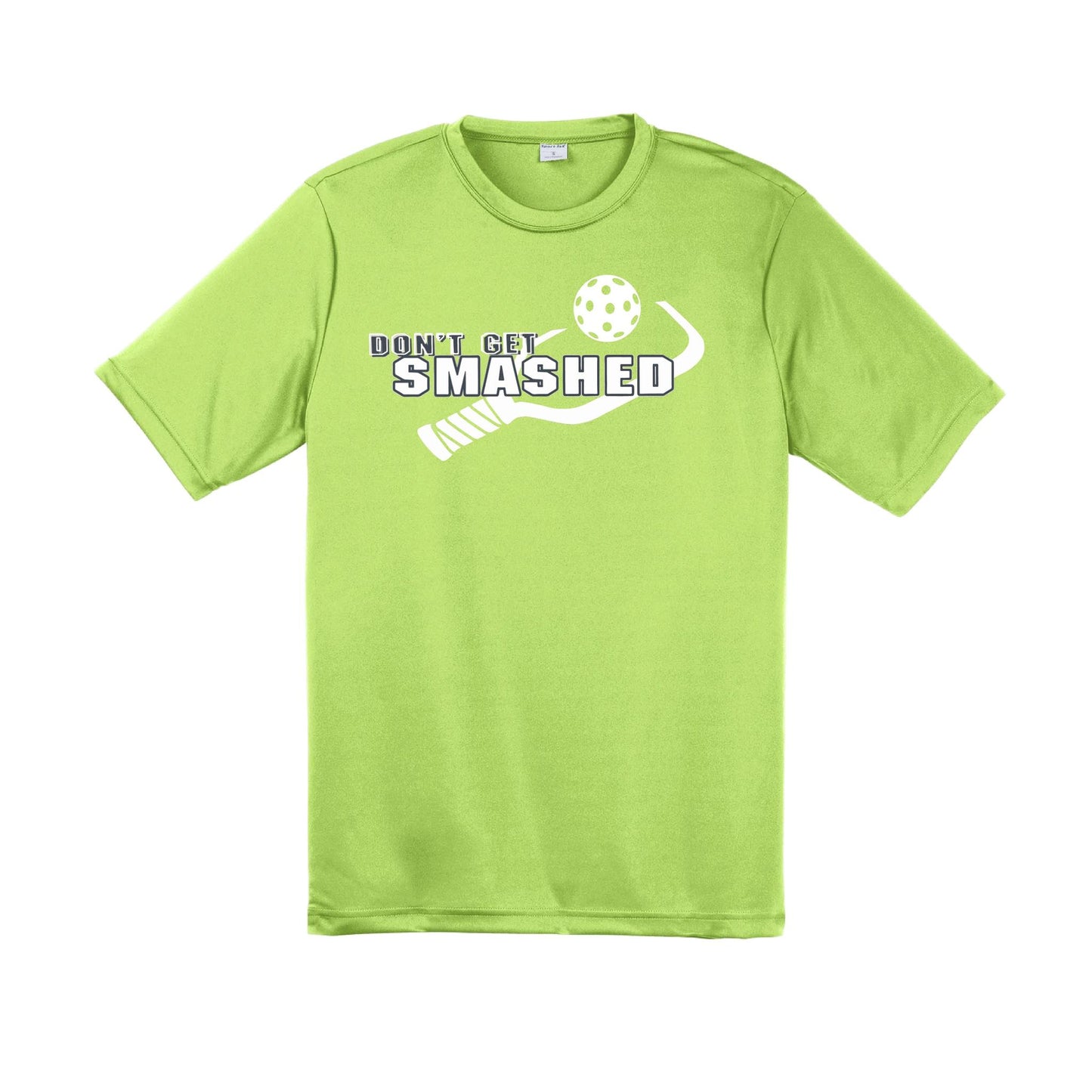 Don't Get Smashed With Pickleballs (Purple White Yellow) Customizable | Men's Short Sleeve Pickleball Performance T-Shirt | 100% Polyester