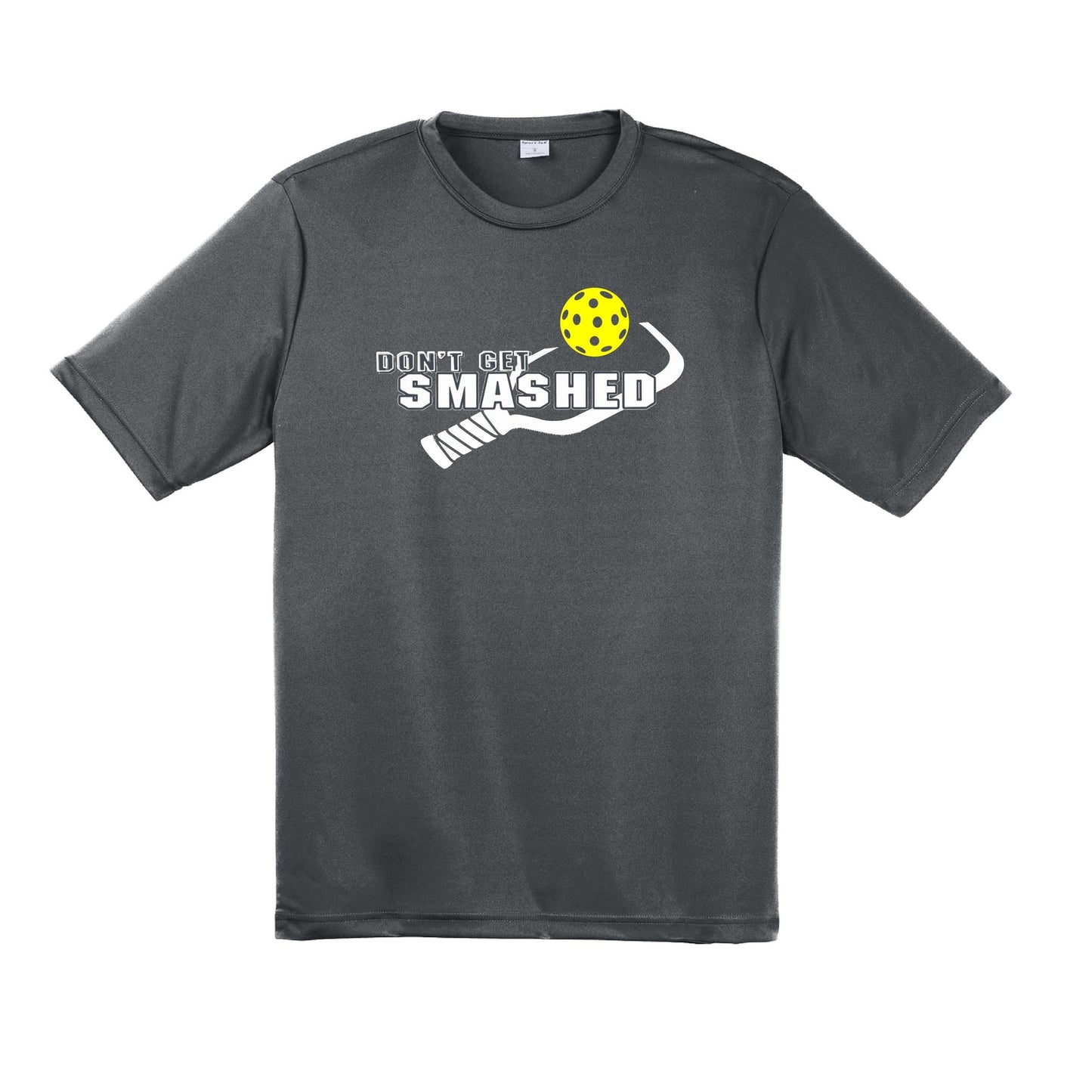 Don't Get Smashed With Pickleballs (Purple White Yellow) Customizable | Men's Short Sleeve Pickleball Performance T-Shirt | 100% Polyester