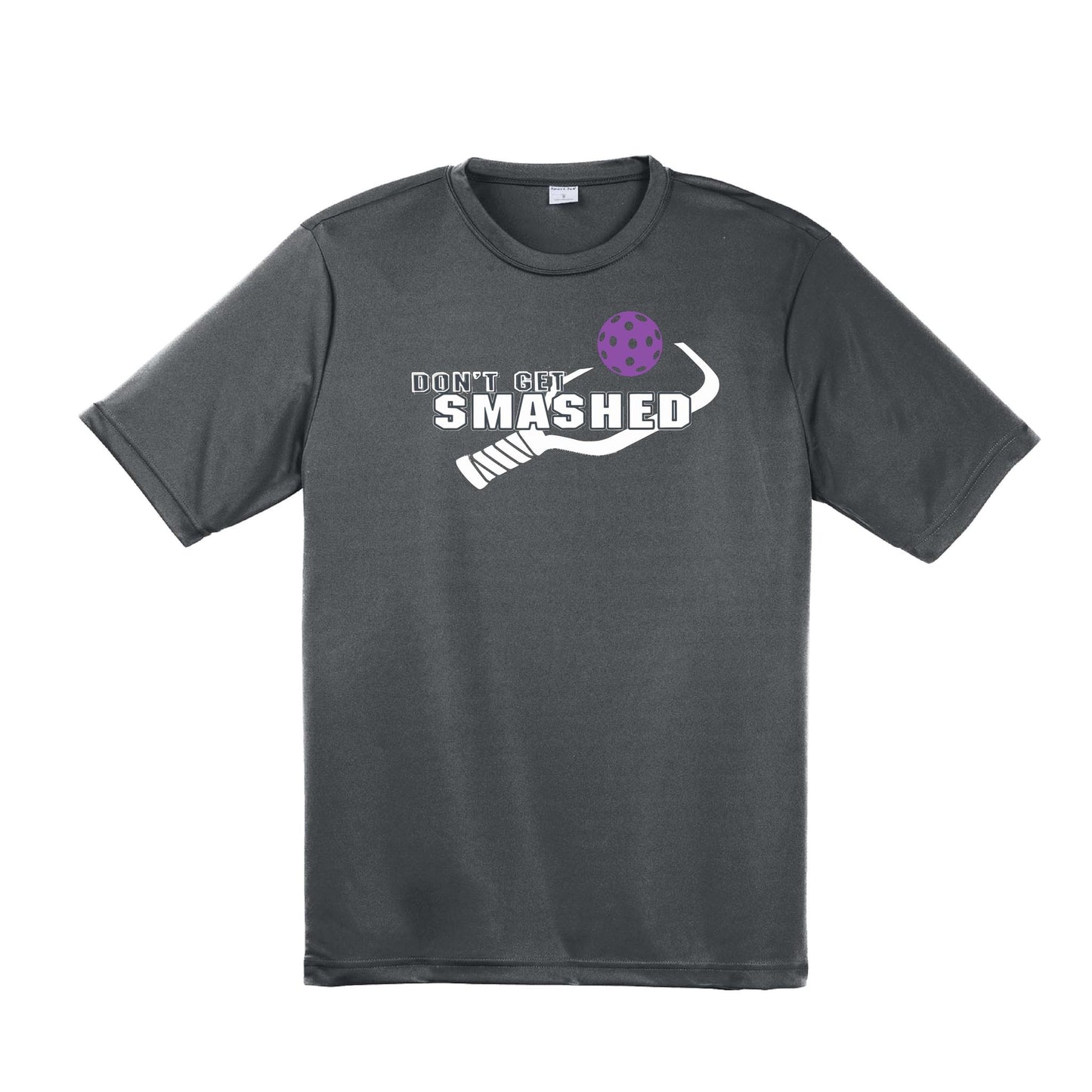 Don't Get Smashed With Pickleballs (Purple White Yellow) Customizable | Men's Short Sleeve Pickleball Performance T-Shirt | 100% Polyester