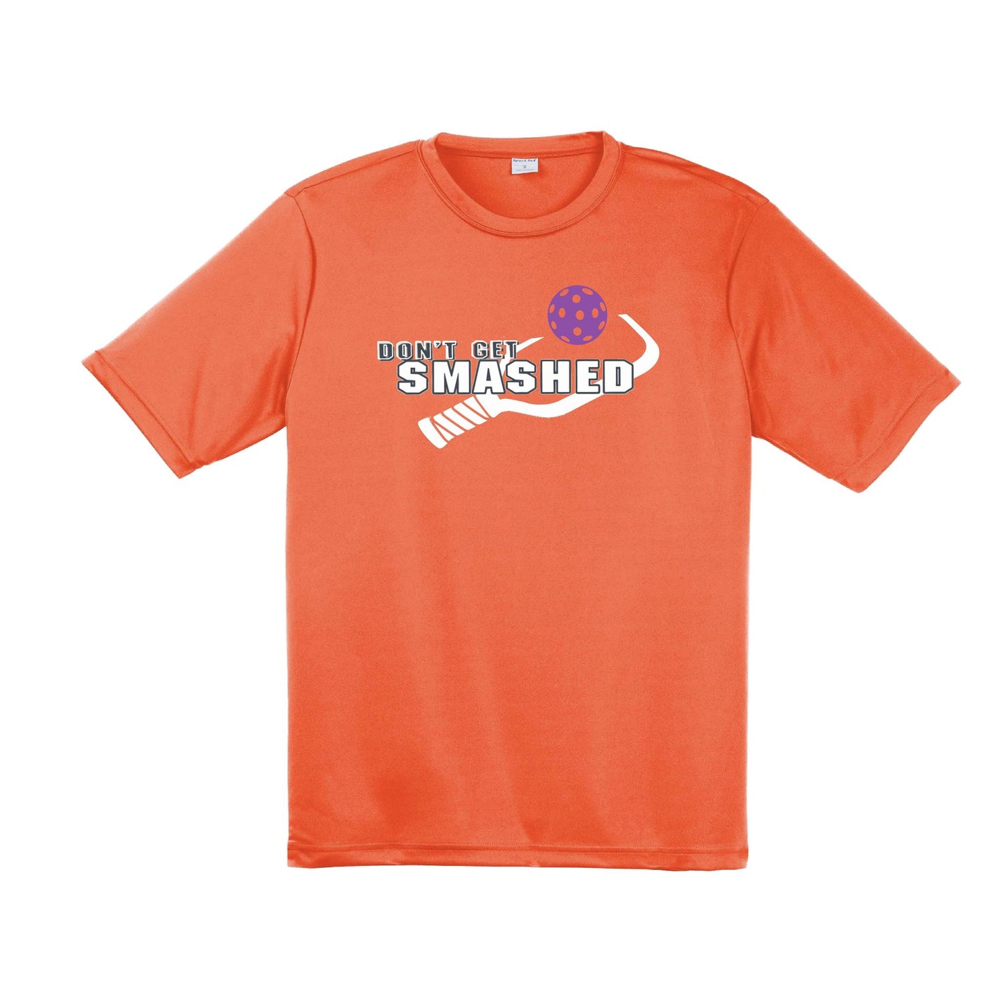 Don't Get Smashed With Pickleballs (Purple White Yellow) Customizable | Men's Short Sleeve Pickleball Performance T-Shirt | 100% Polyester