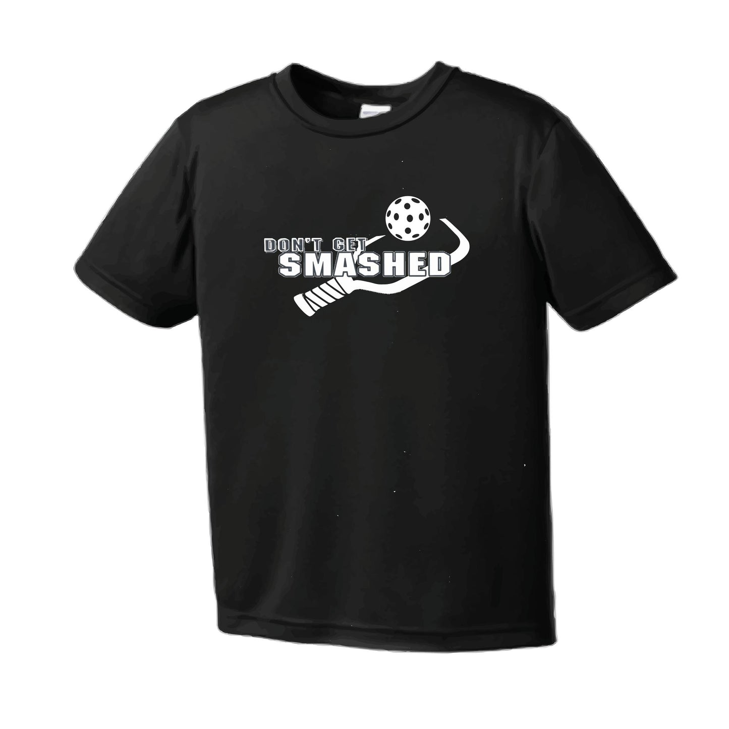 Don't Get Smashed With Pickleballs (Purple White Yellow) Customizable | Men's Short Sleeve Pickleball Performance T-Shirt | 100% Polyester
