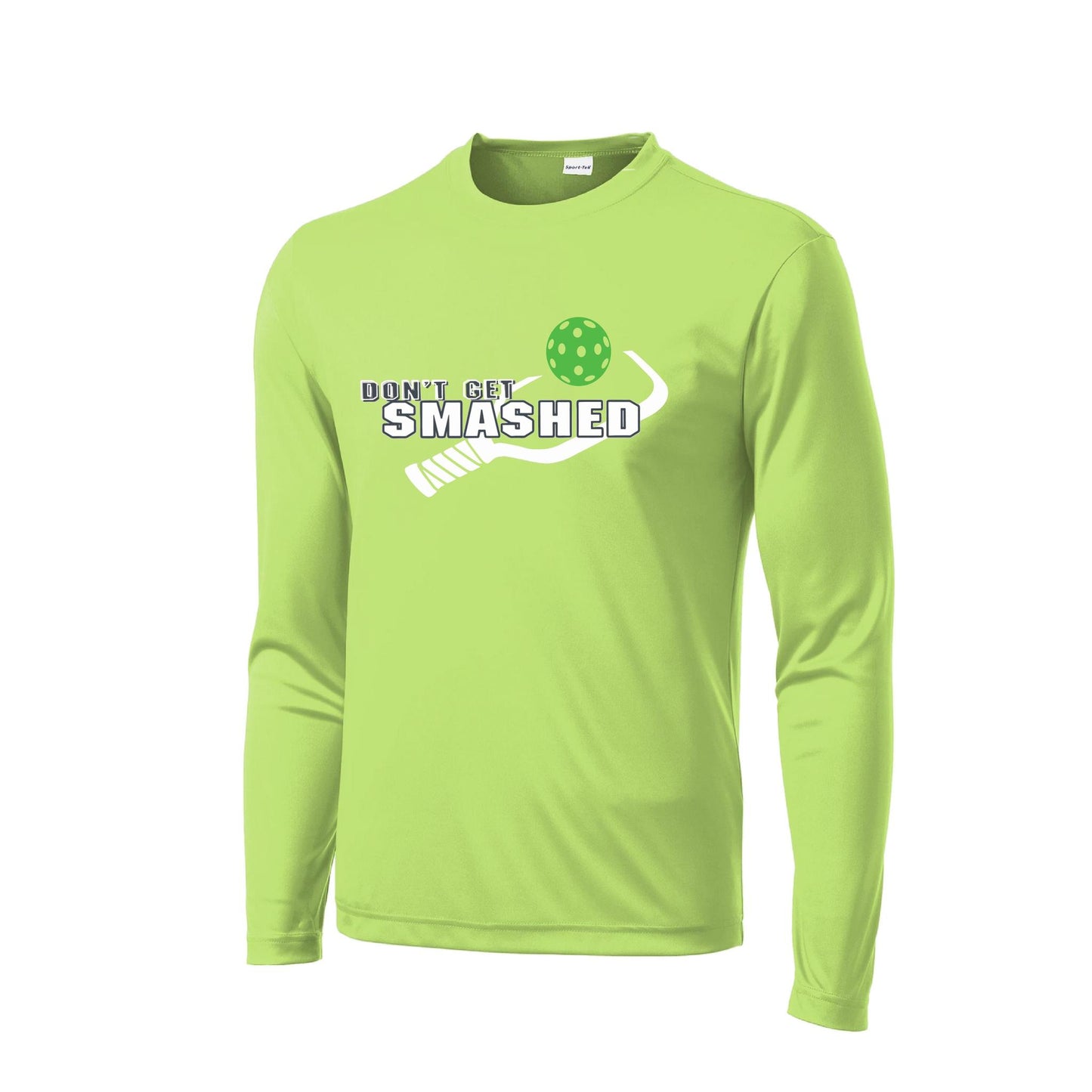 Don't Get Smashed With Pickleballs (Rainbow Green Red) Customizable | Men's Long Sleeve Athletic Performance T-Shirt | 100% Polyester